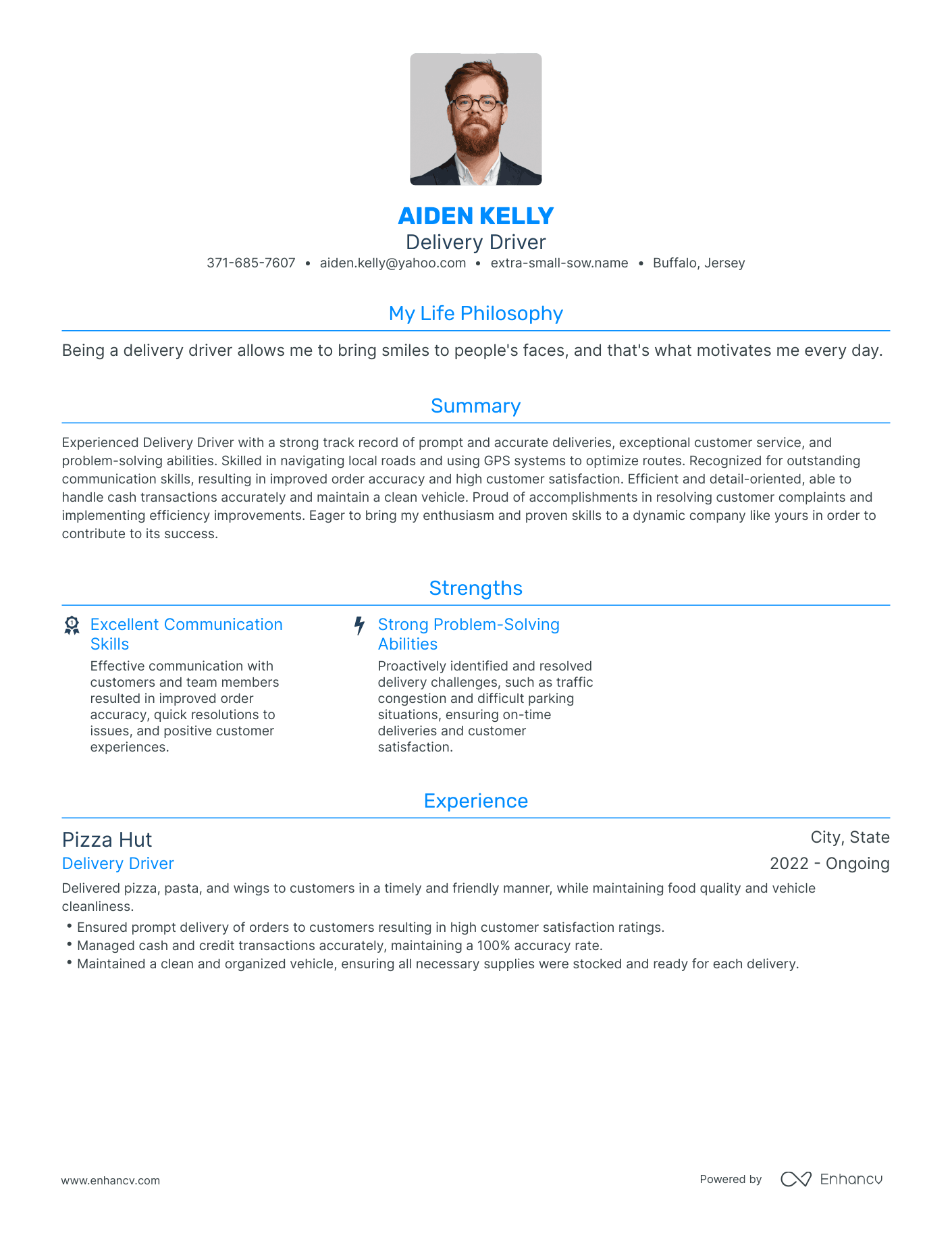 Modern Delivery Driver Resume Example