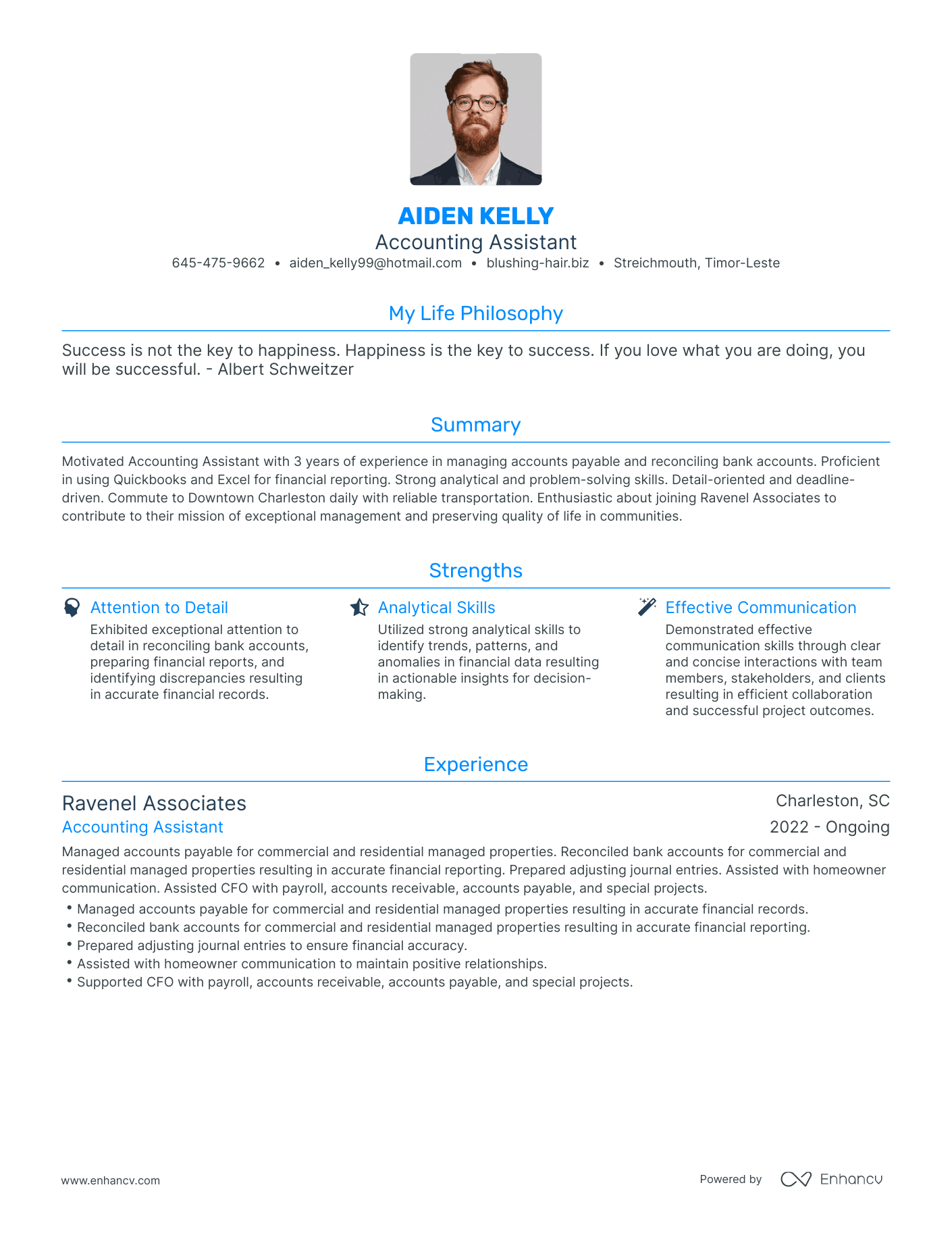 Modern Accounting Assistant Resume Example