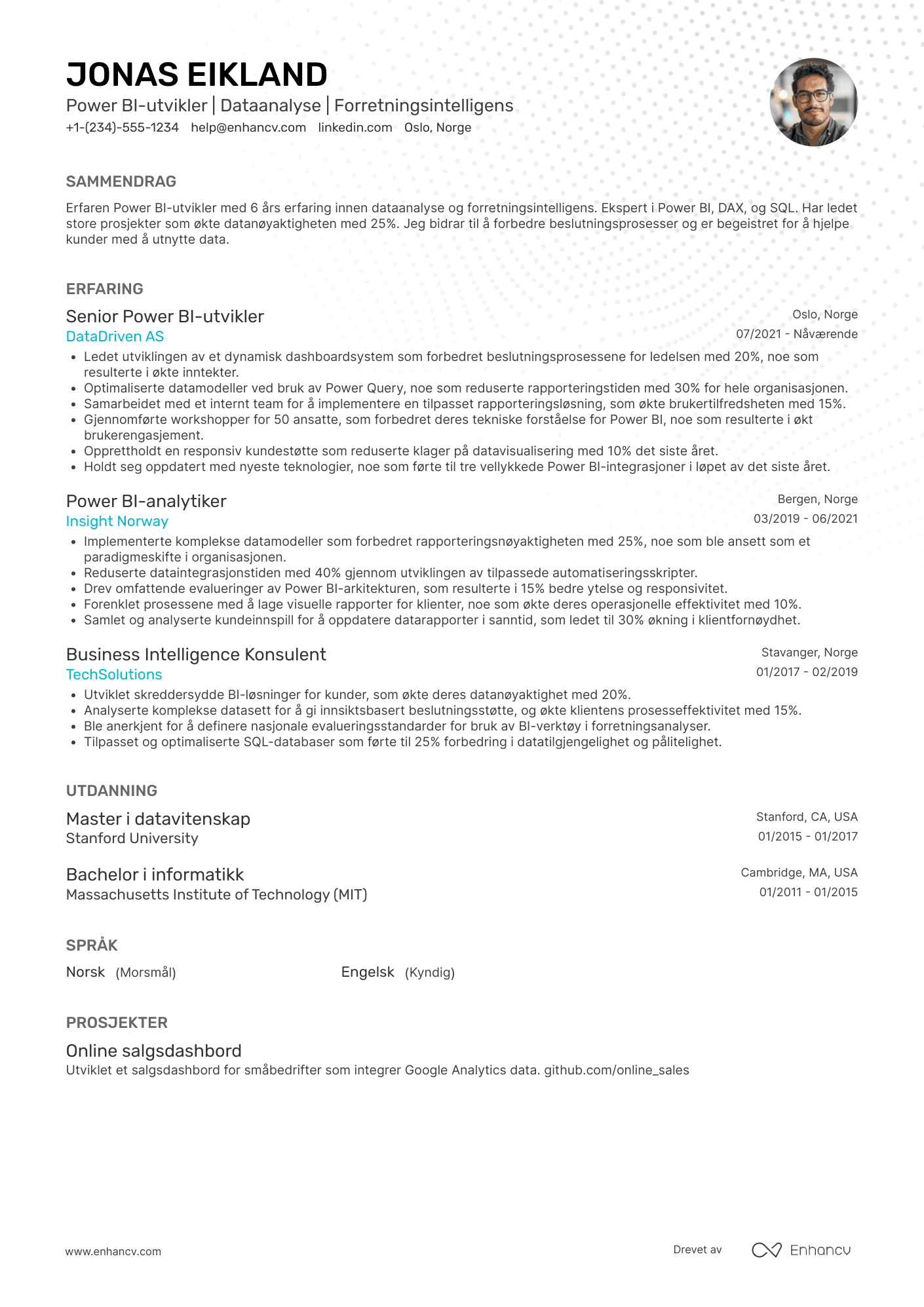 Power BI‑utvikler CV
