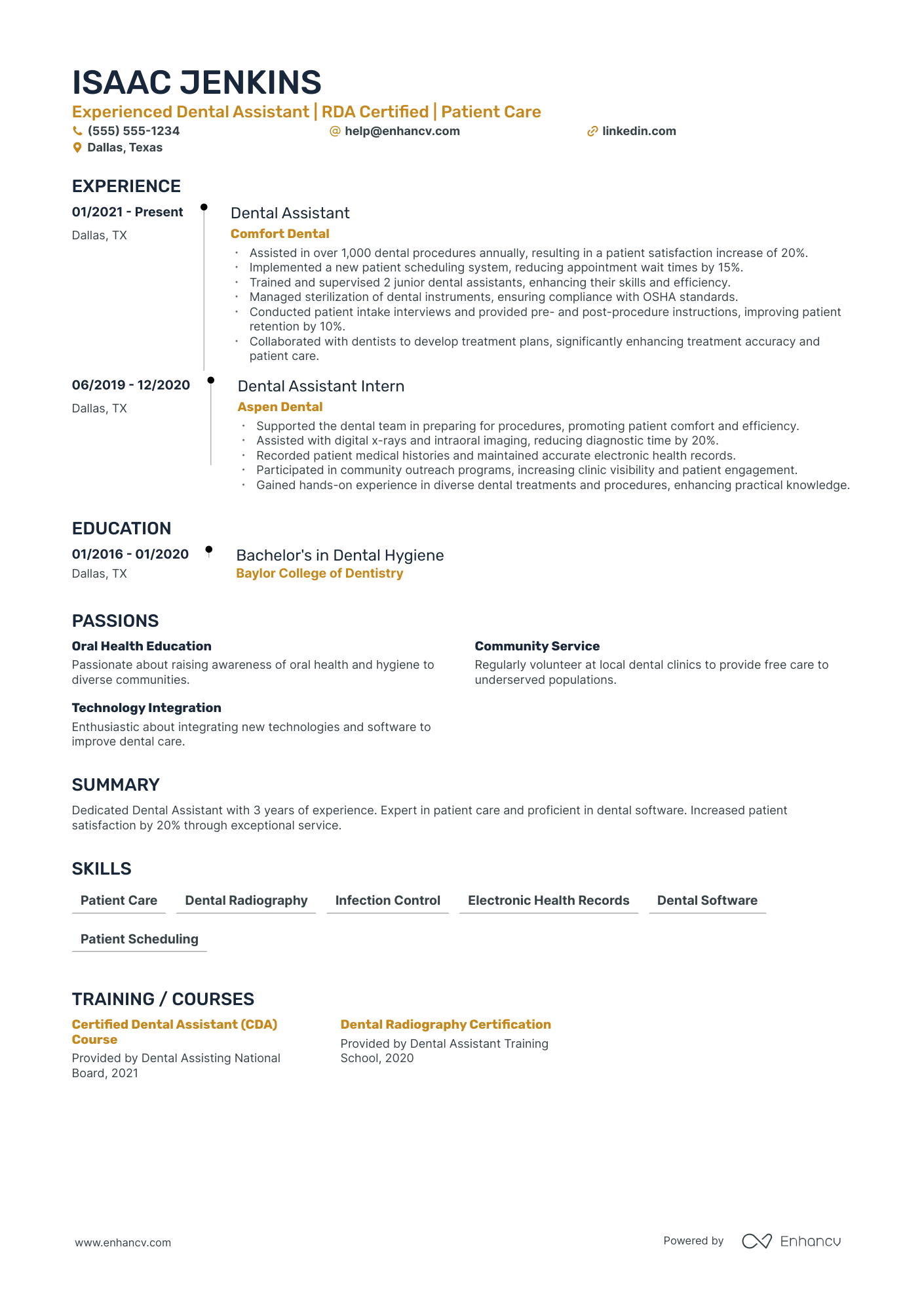 Dental Prosthesis Assistant resume example