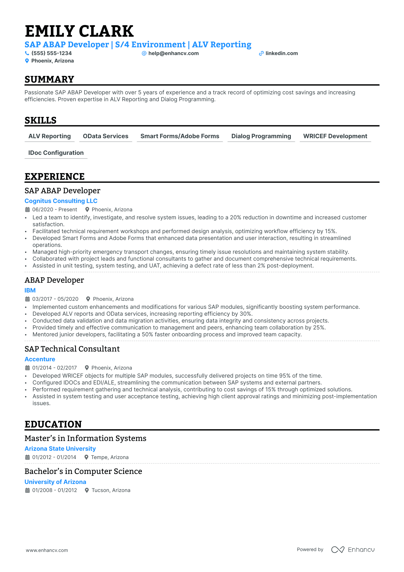 Junior SAP Developer Resume Example Resume Example