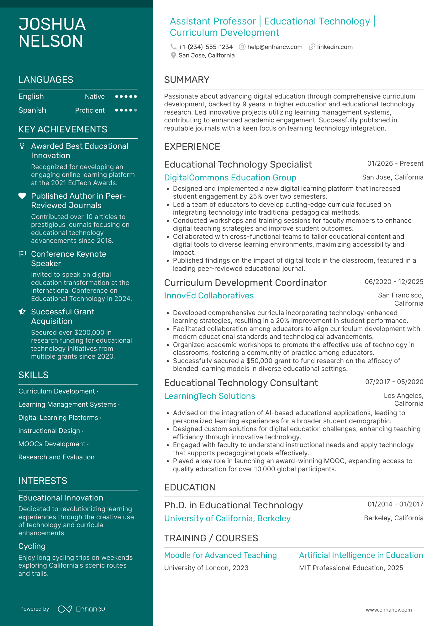 Academic resume example