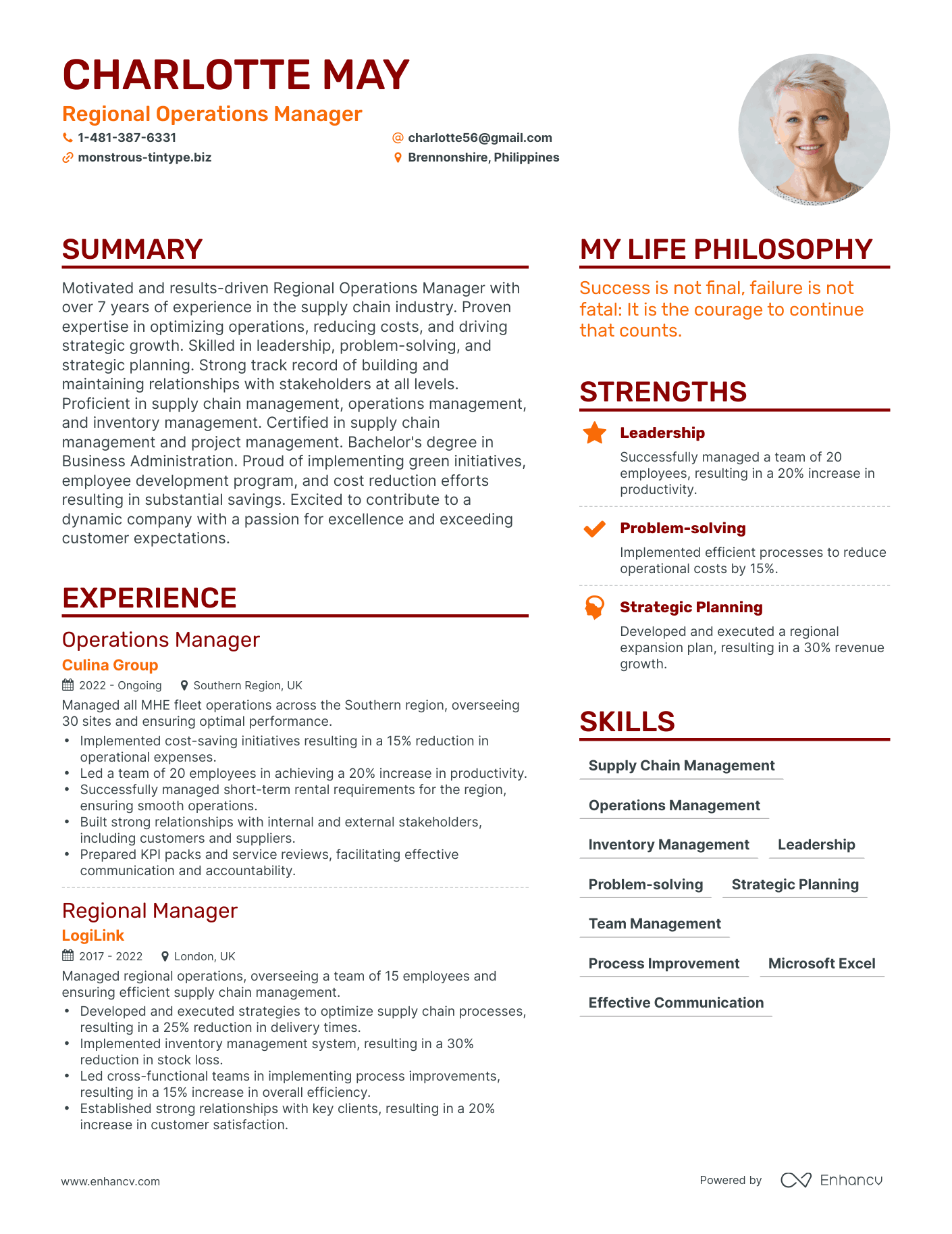 resume examples regional manager