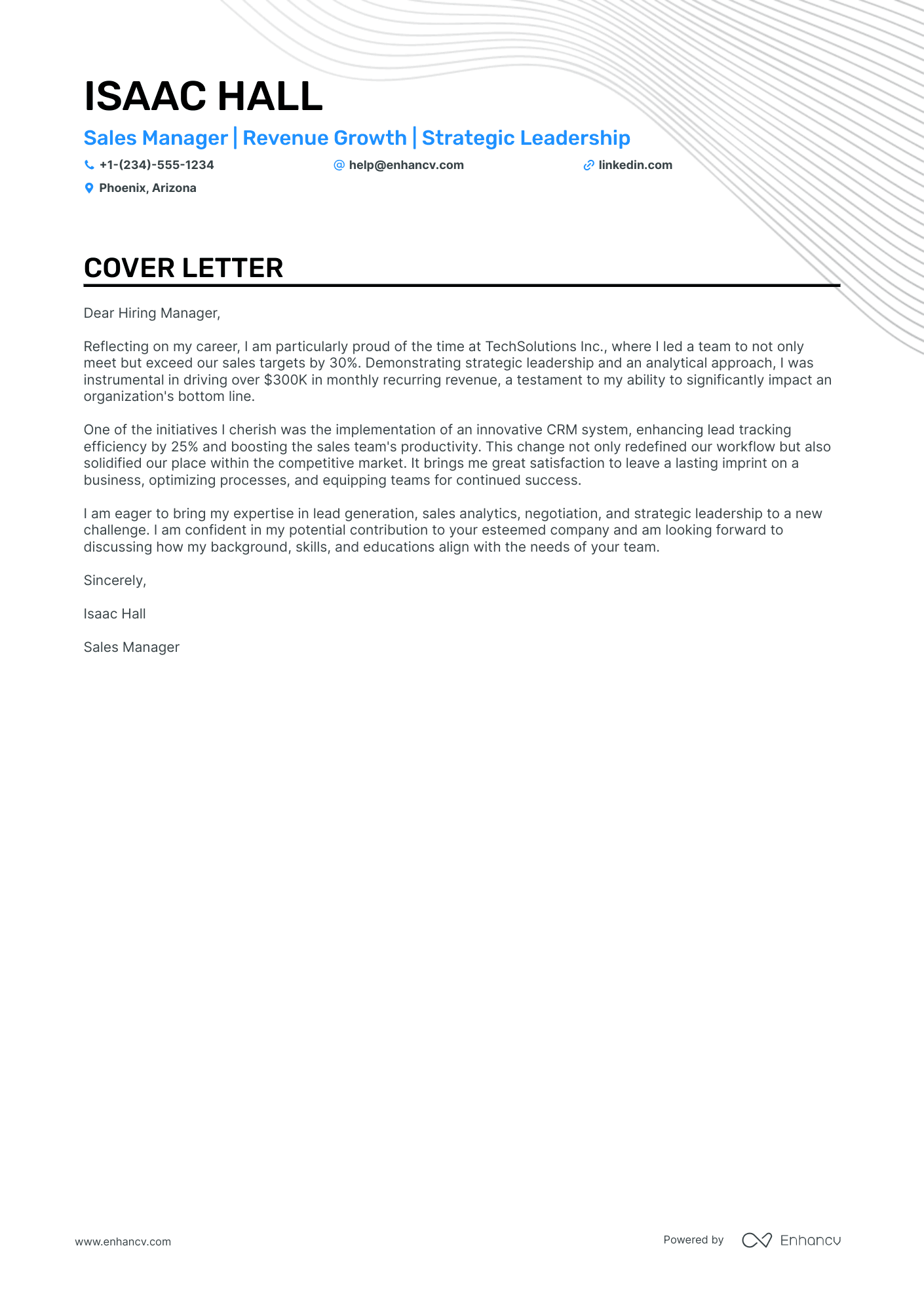Real Estate Sales Manager cover letter