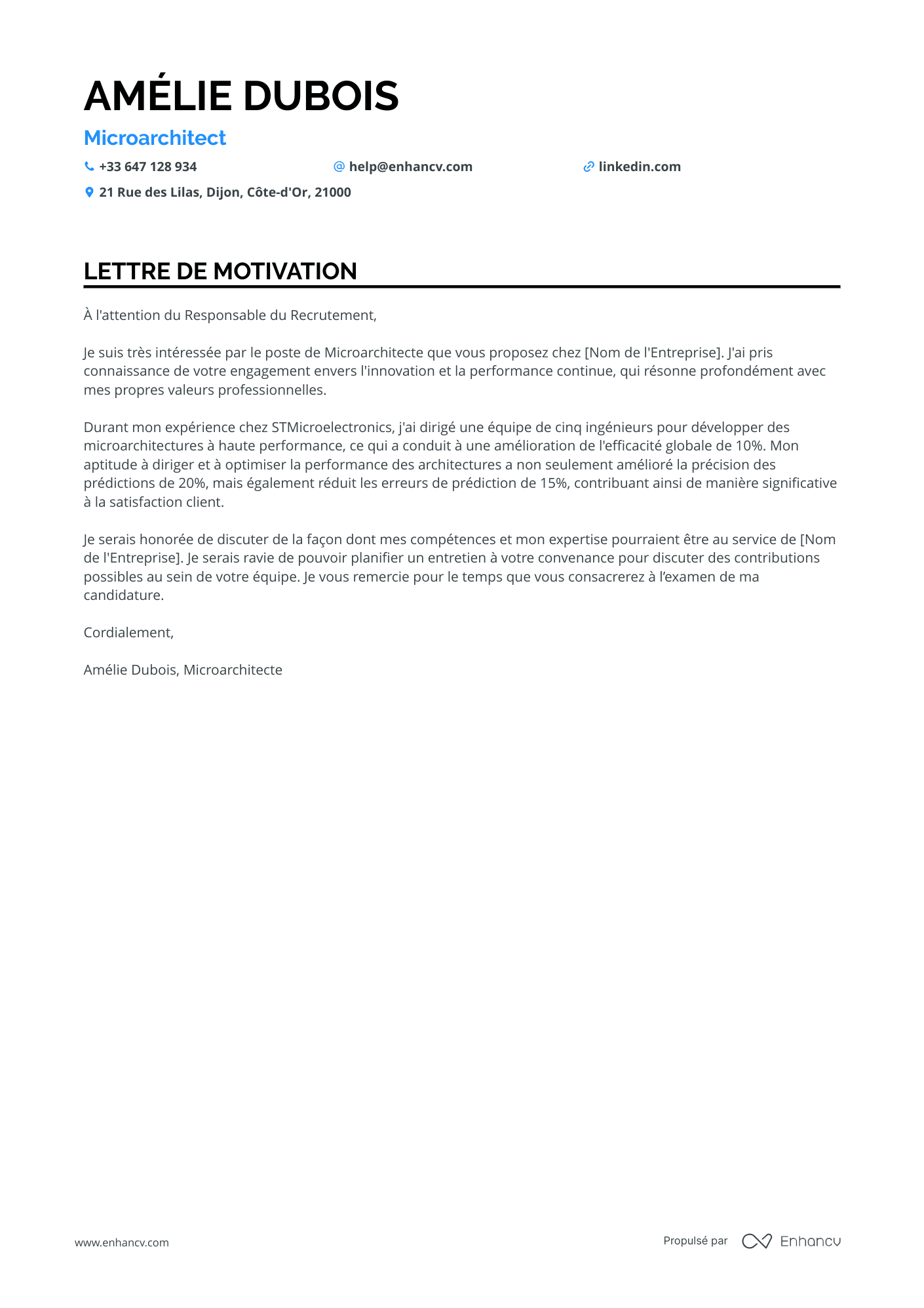 Architecte Lettre de motivation