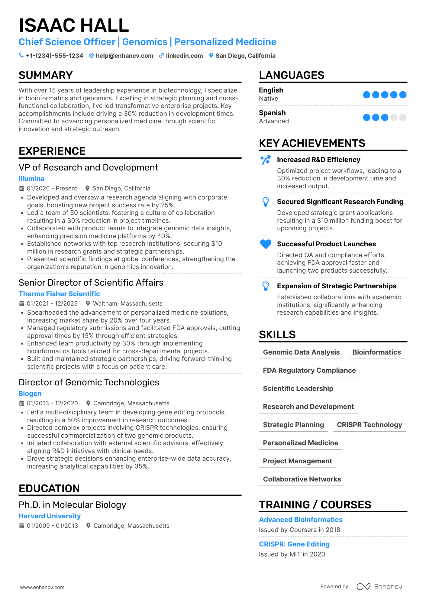 Chief Science Officer resume example