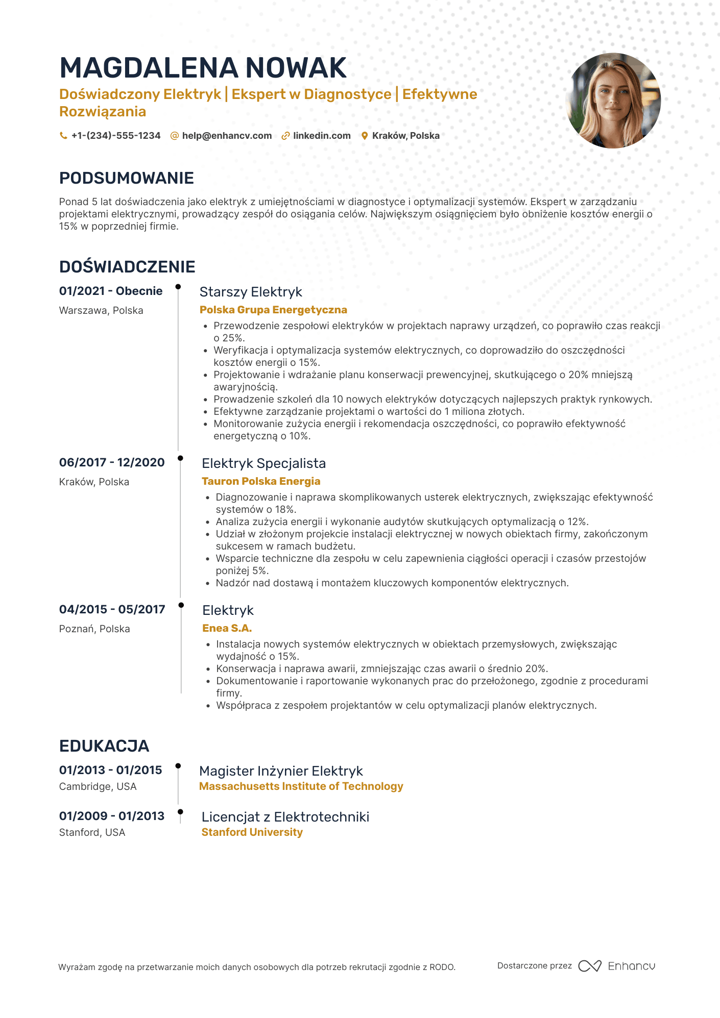 Elektryk CV
