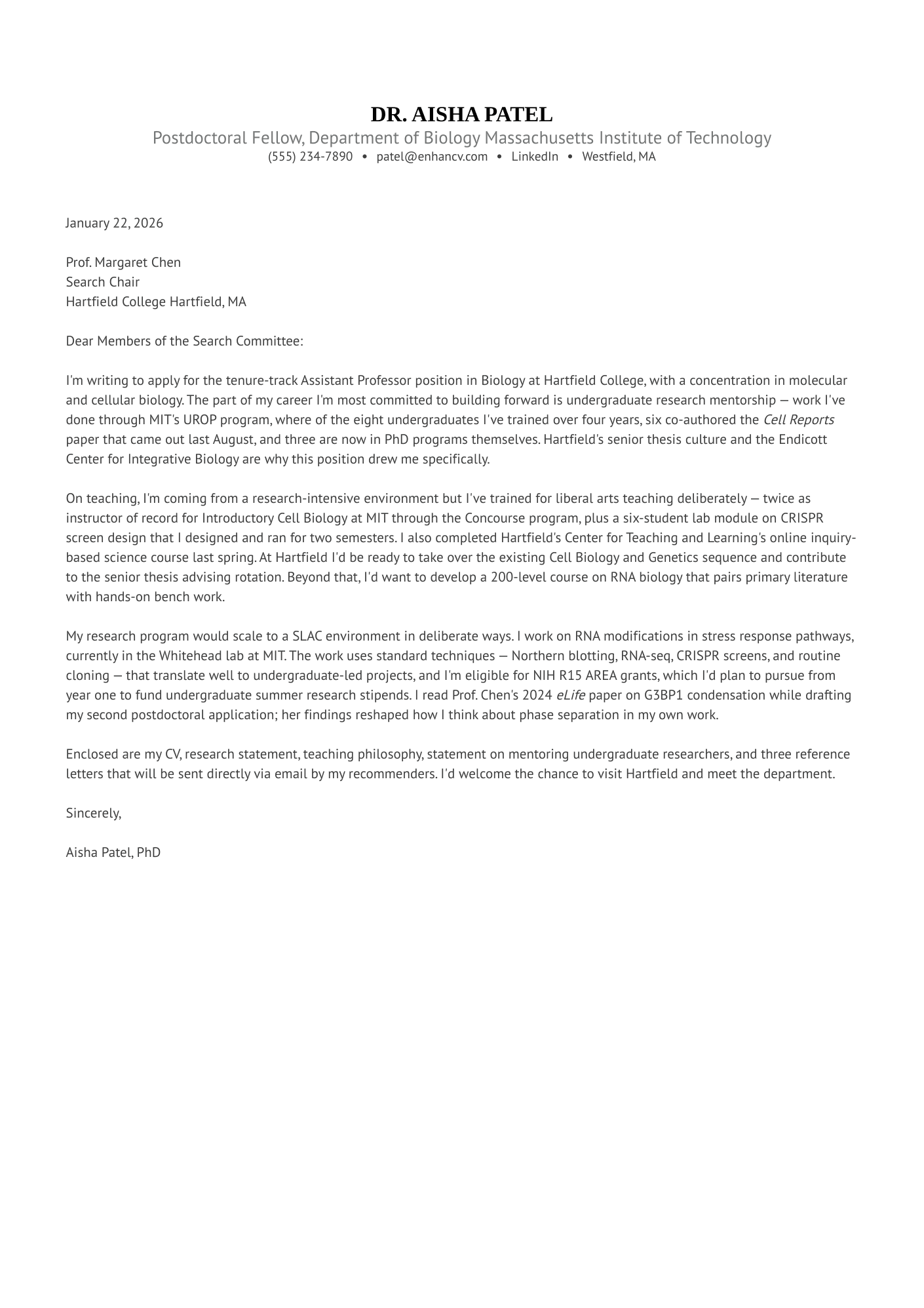 Academic cover letter