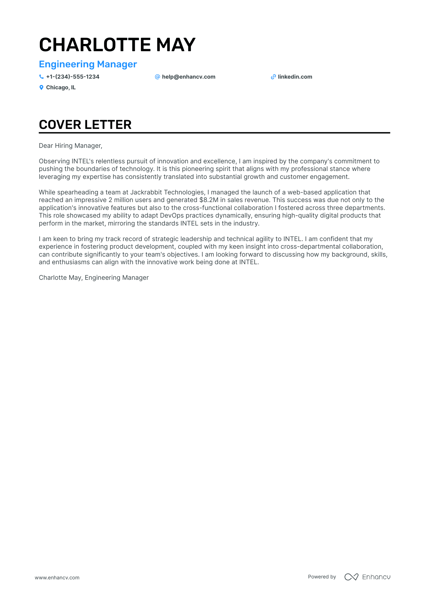 Engineering Manager cover letter
