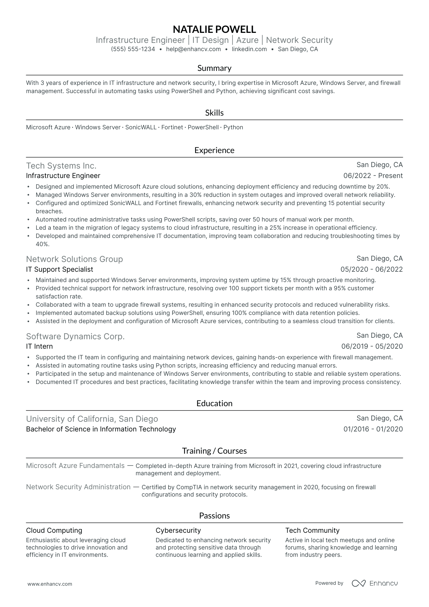 Network Infrastructure Engineer resume example