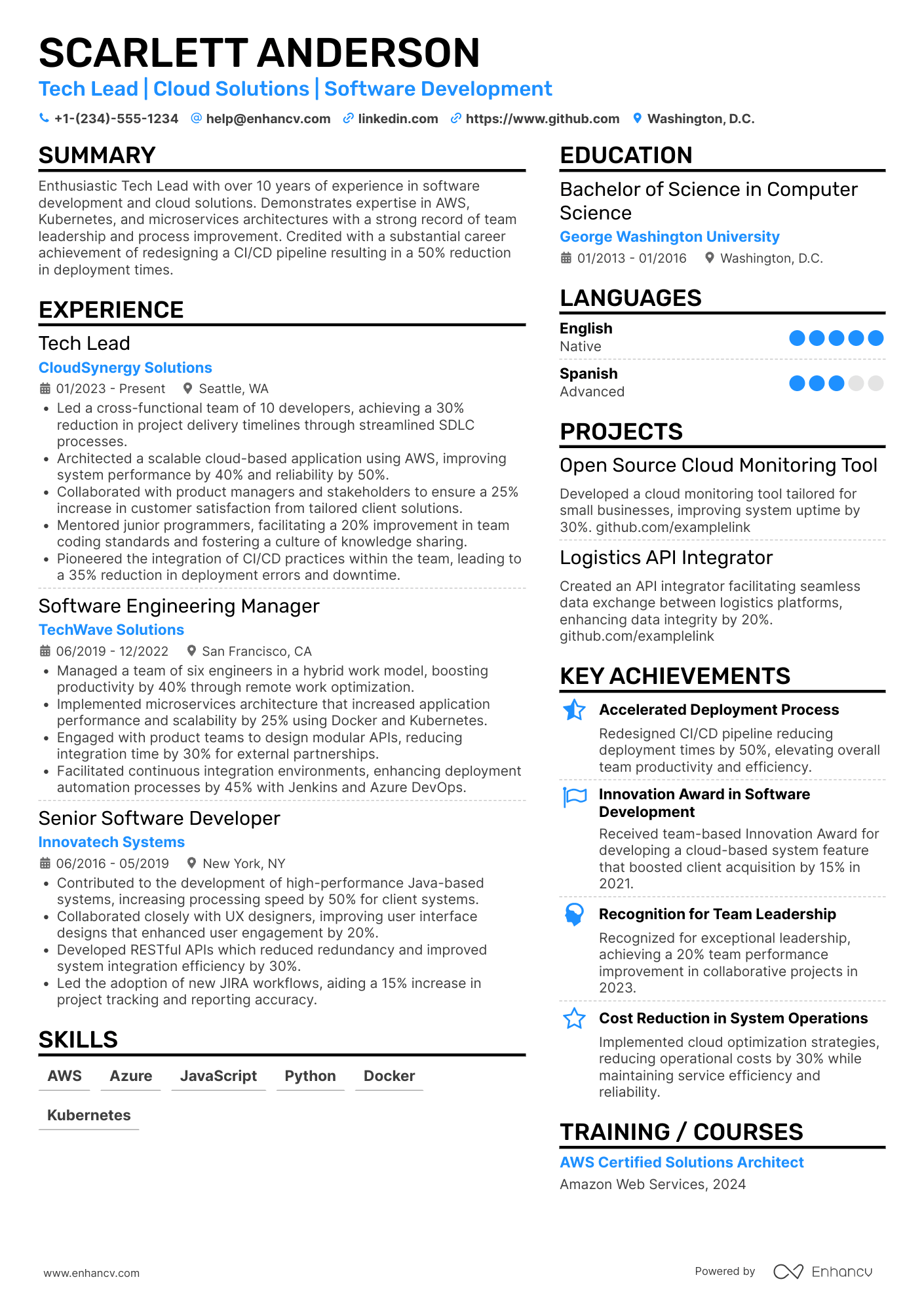 Tech Lead resume example