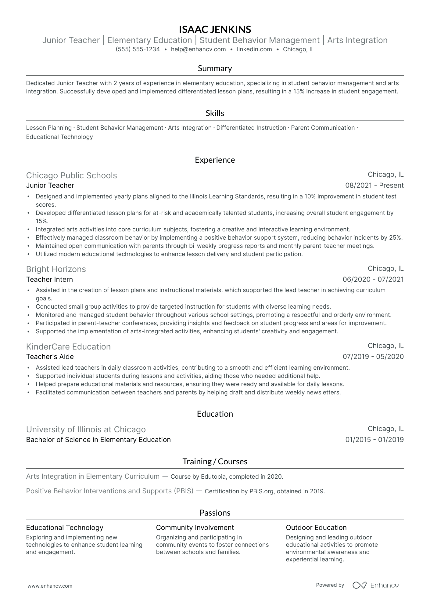 Assistant Elementary Teacher resume example