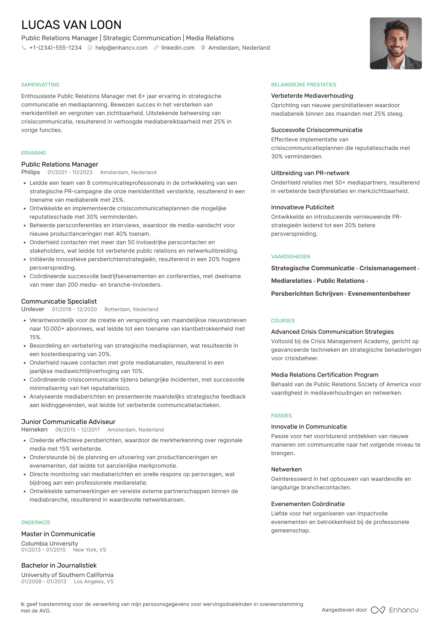 Public Relations Manager CV