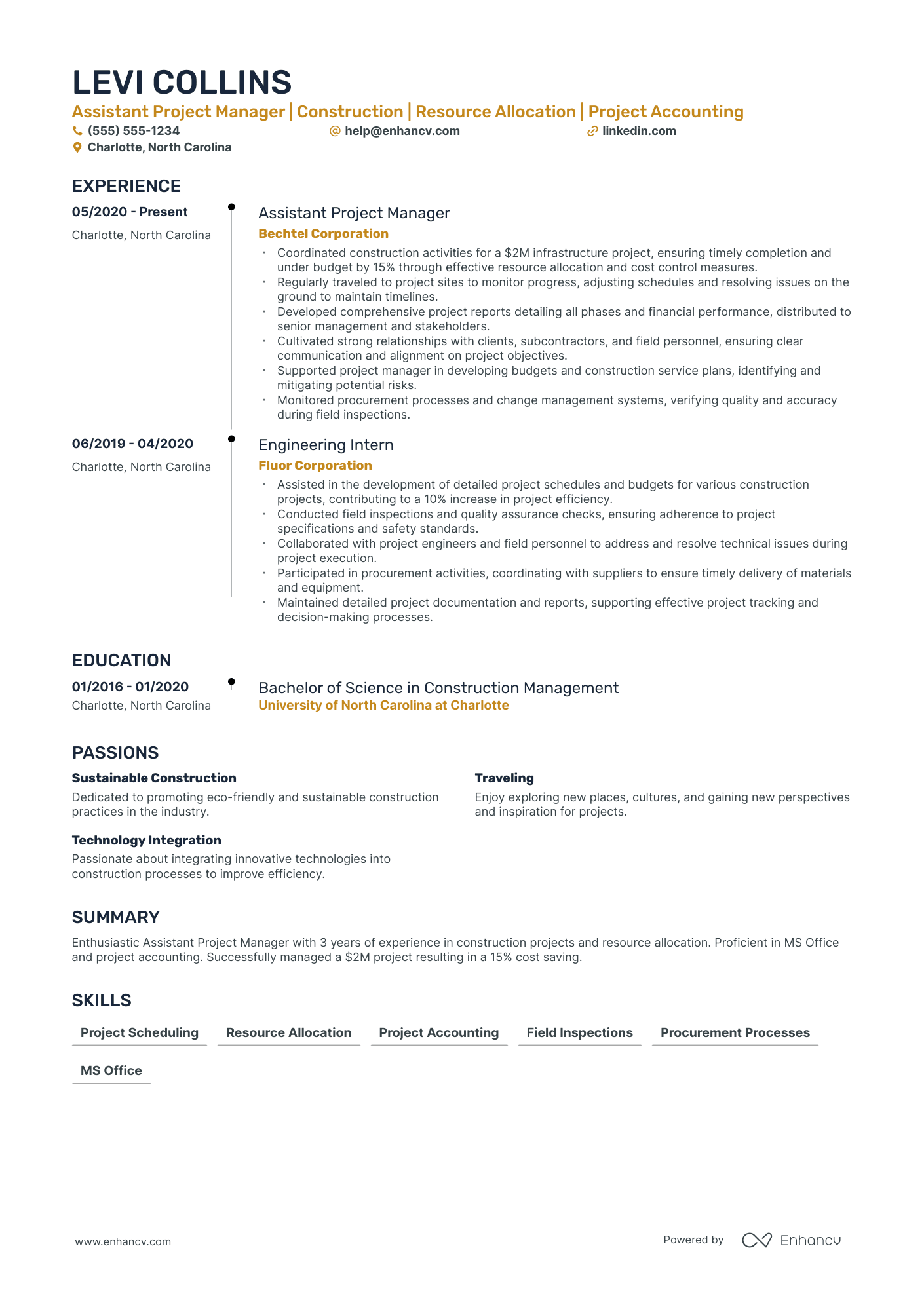 General Contractor resume example