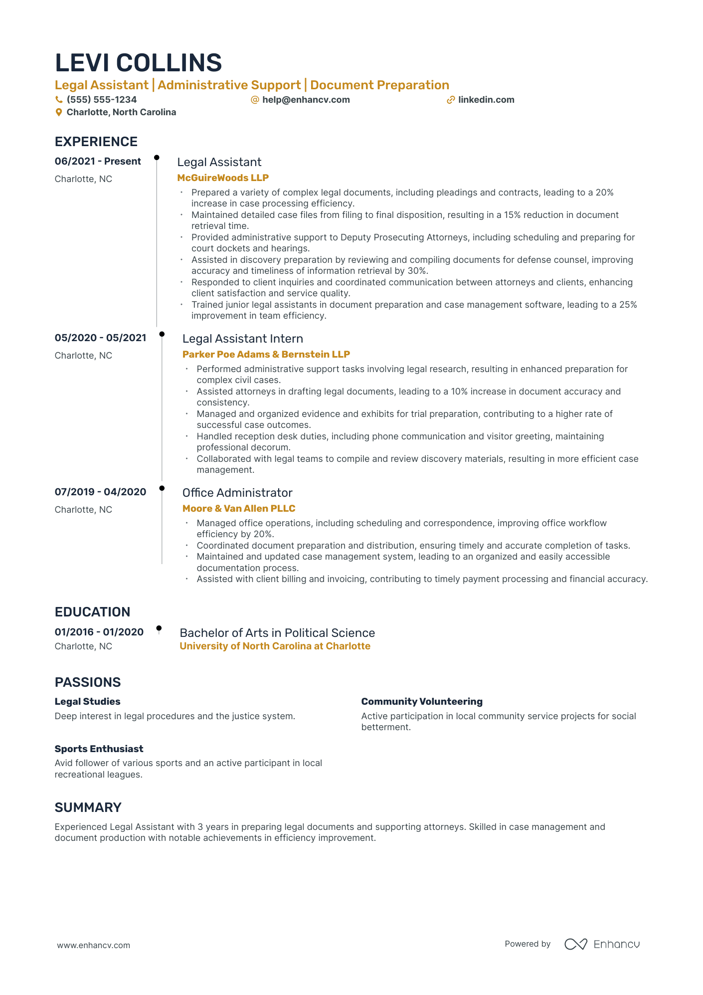 Criminal Law Legal Assistant resume example