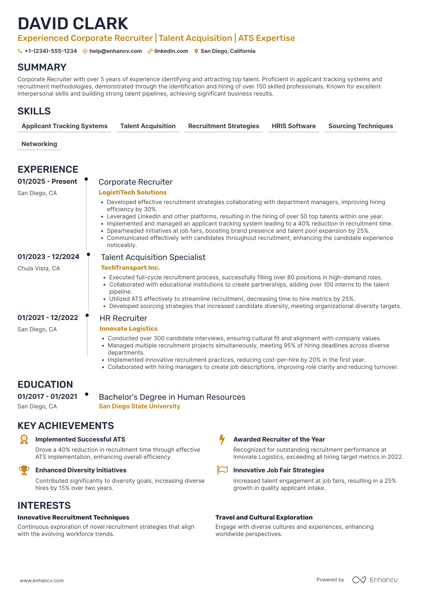 Corporate Recruiter resume example