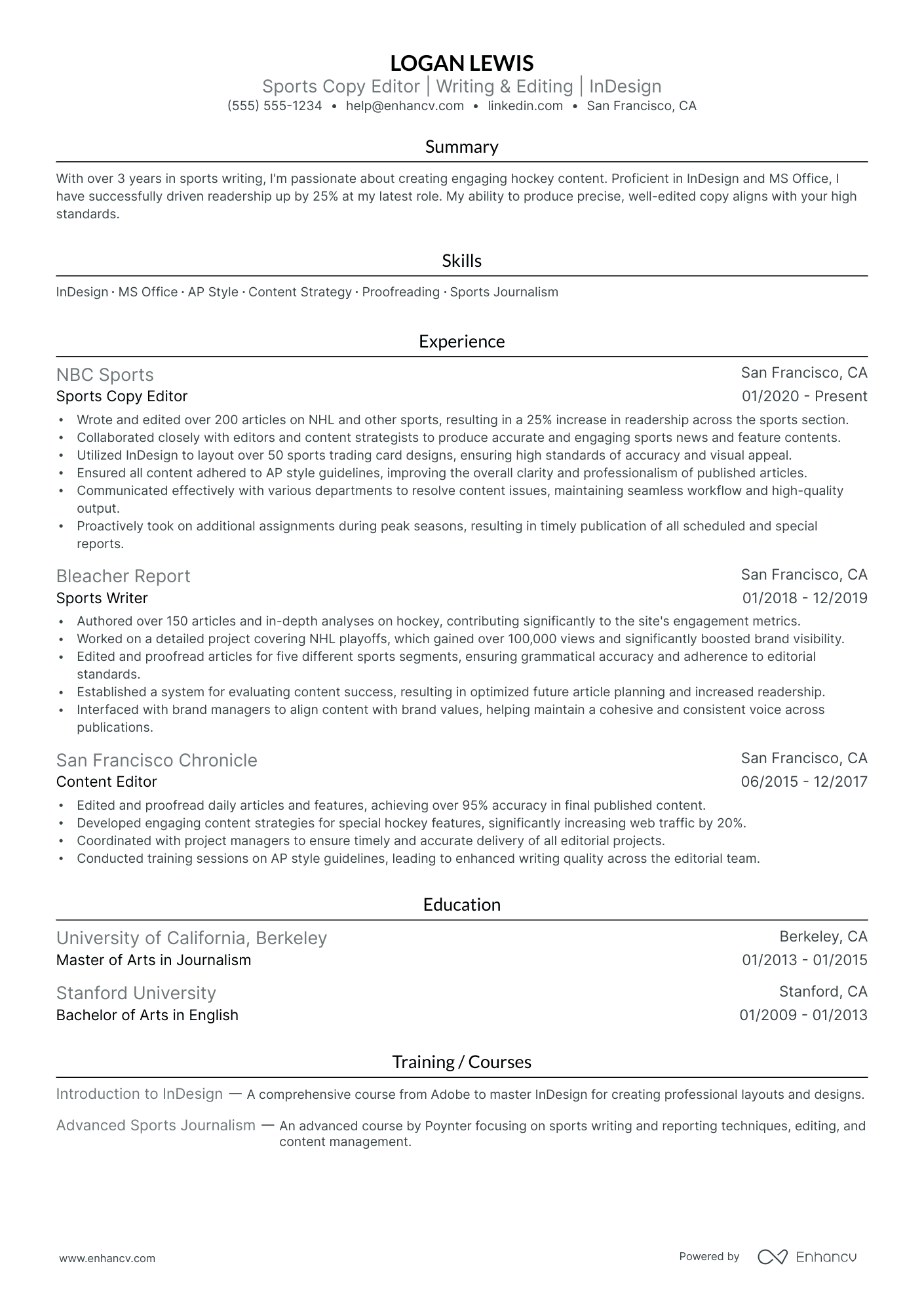 Junior Copy Editor resume example