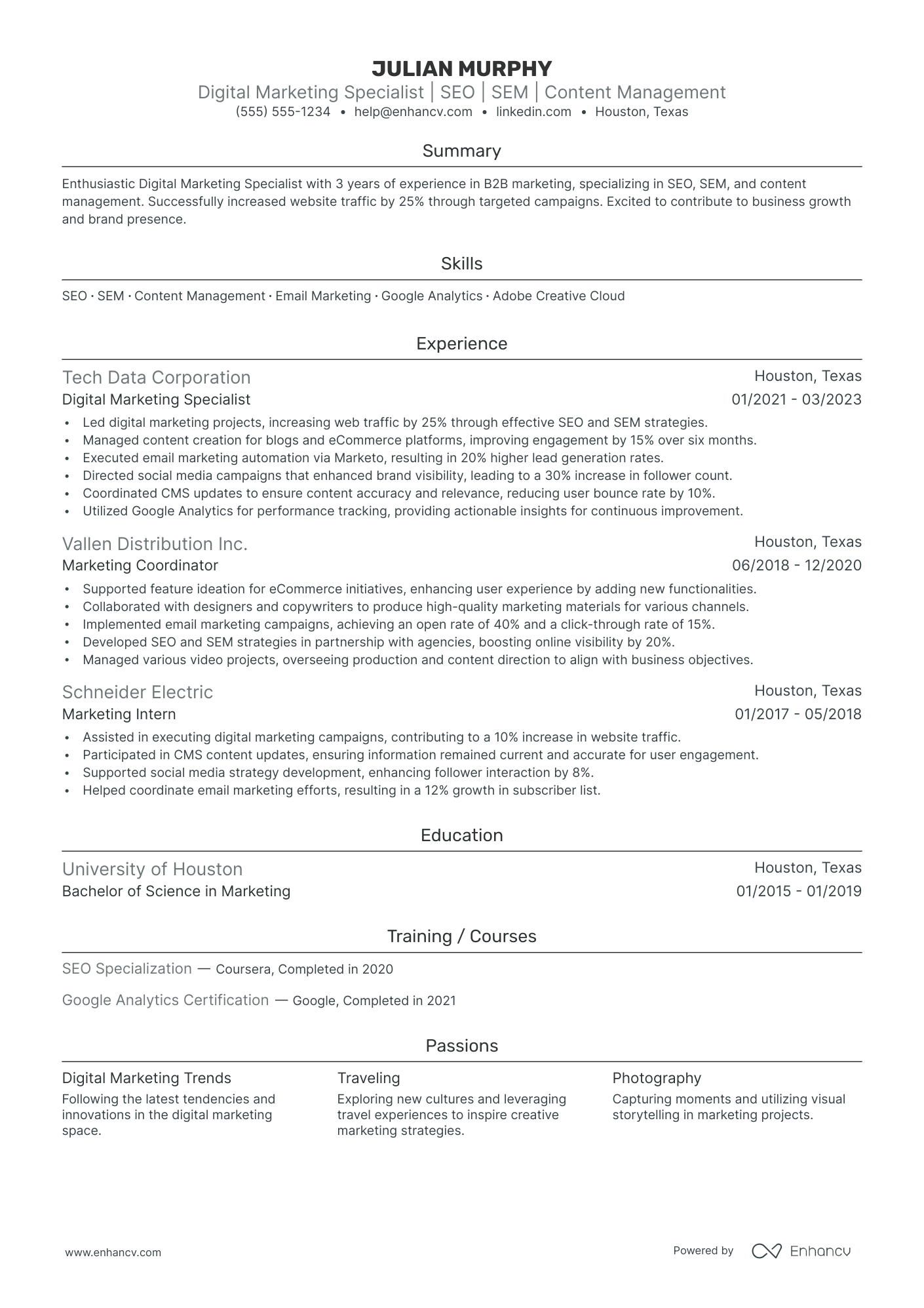 Digital Marketing and SEO Specialist Resume Example Resume Example