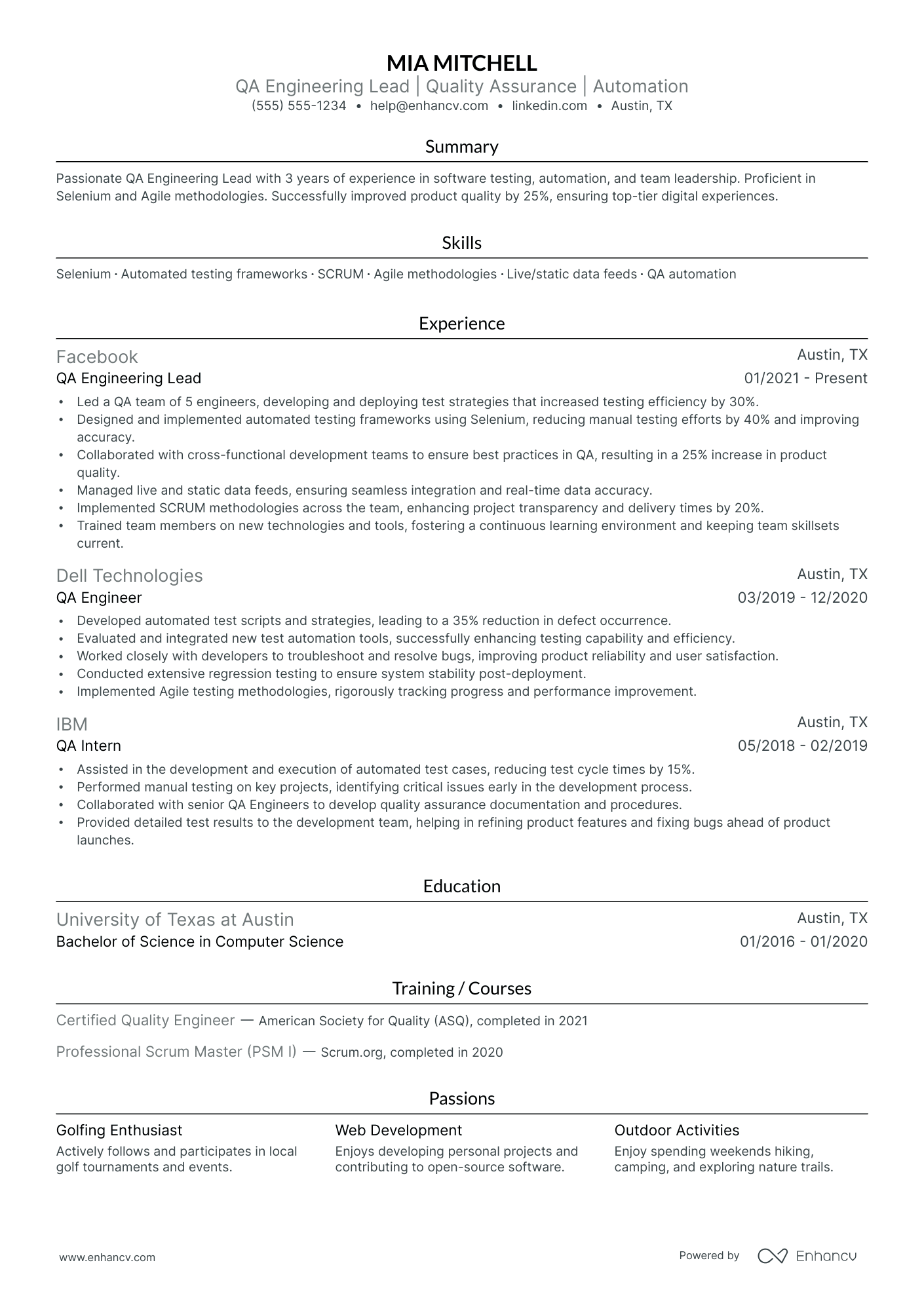 Lead QA Engineer Resume Example Resume Example