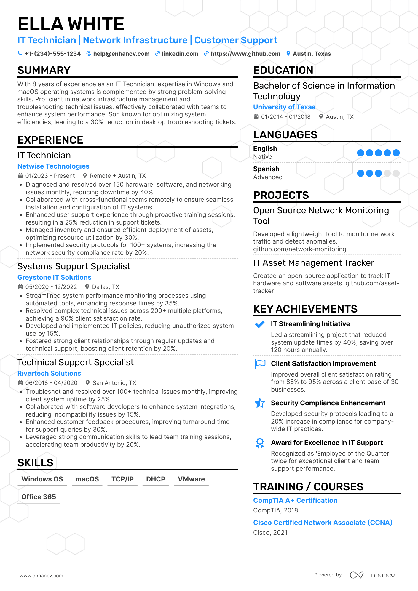 IT Technician resume example