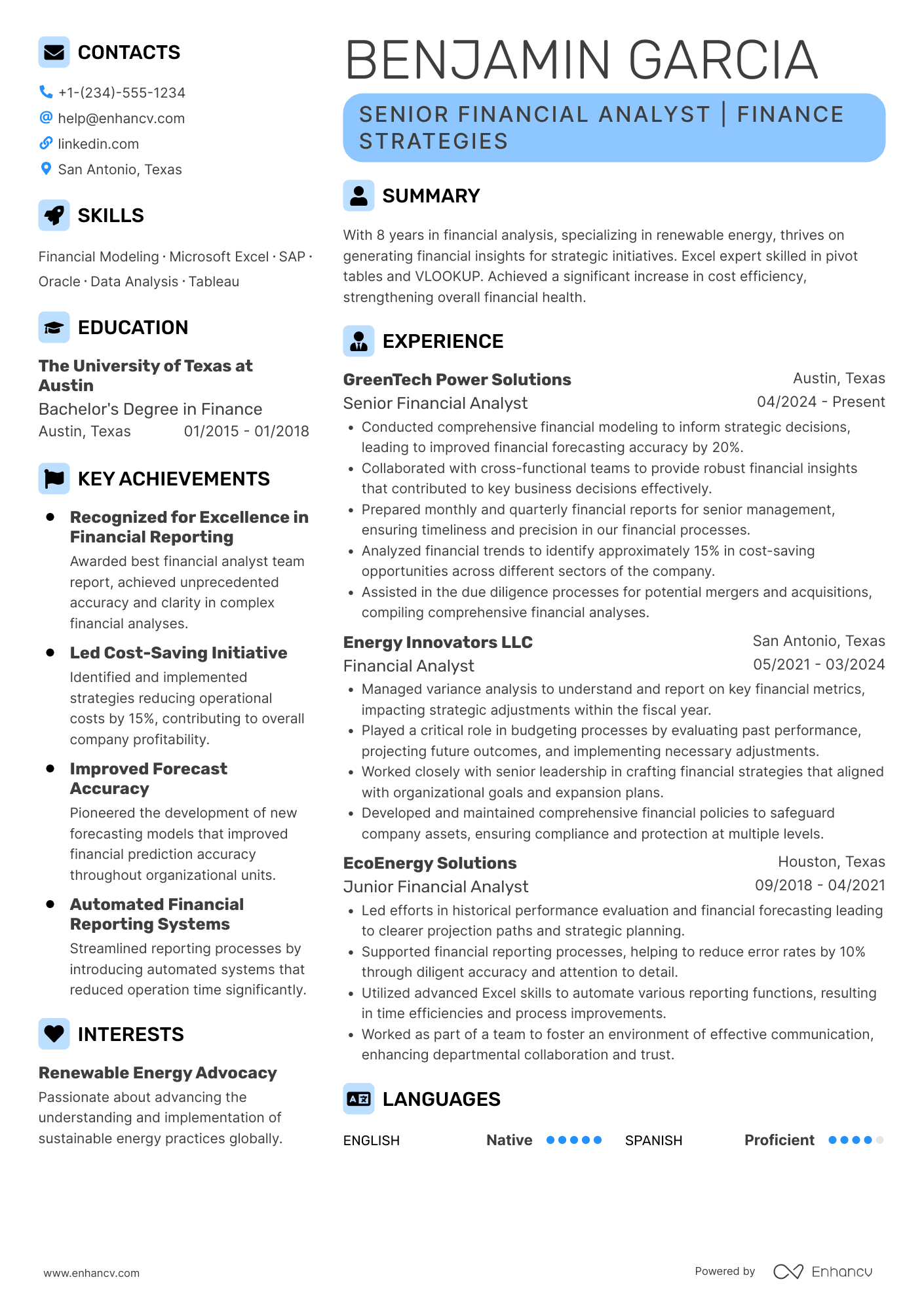 Finance resume example