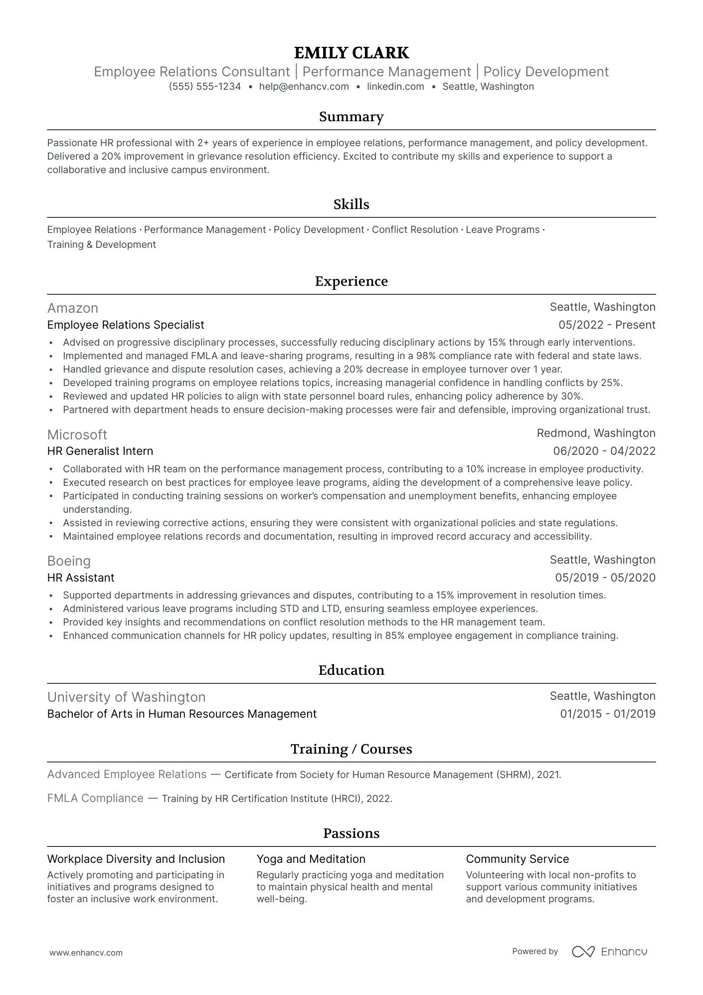 Employee Relations Consultant resume example