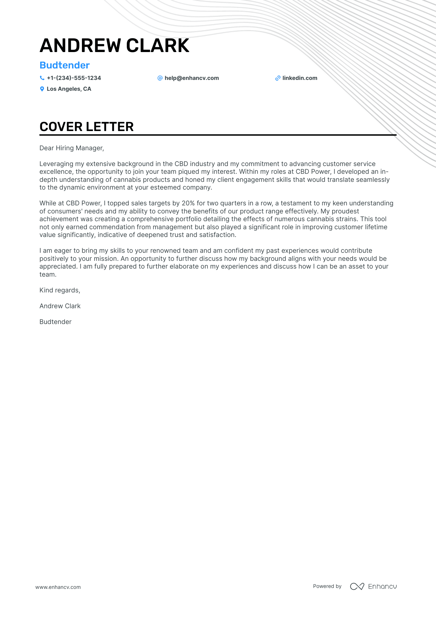 Budtender cover letter