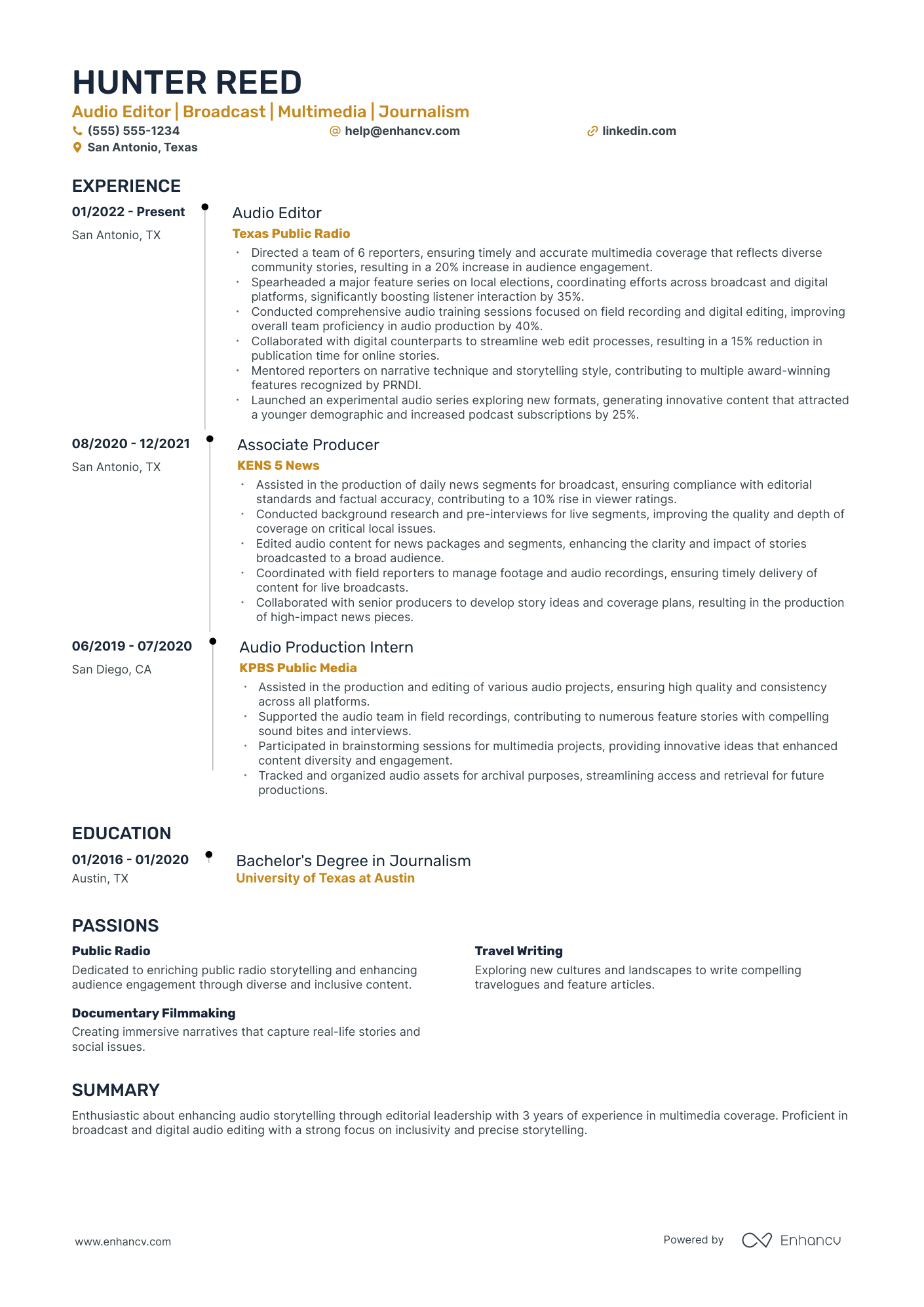 Features Editor resume example