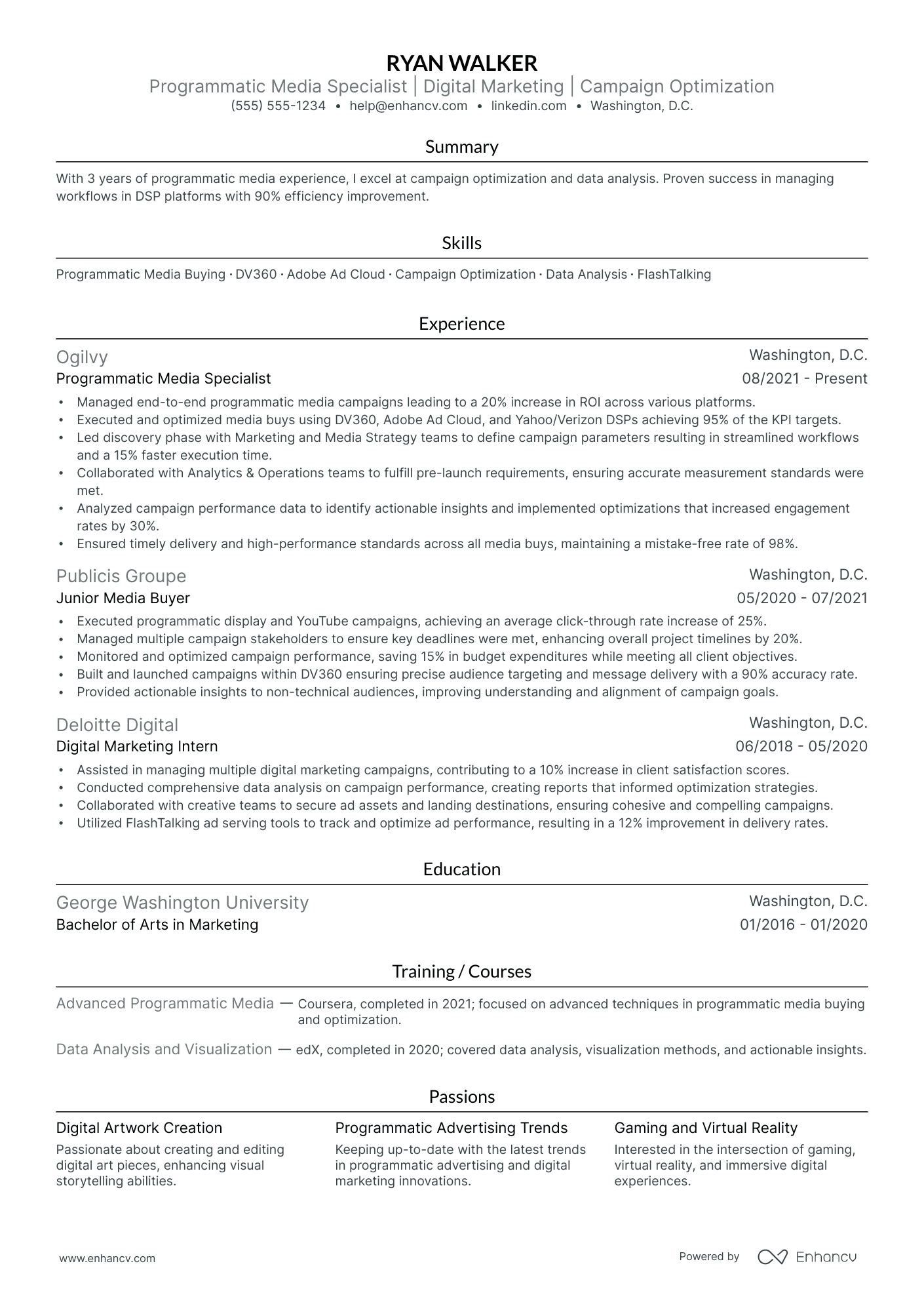 Media Buyer resume example