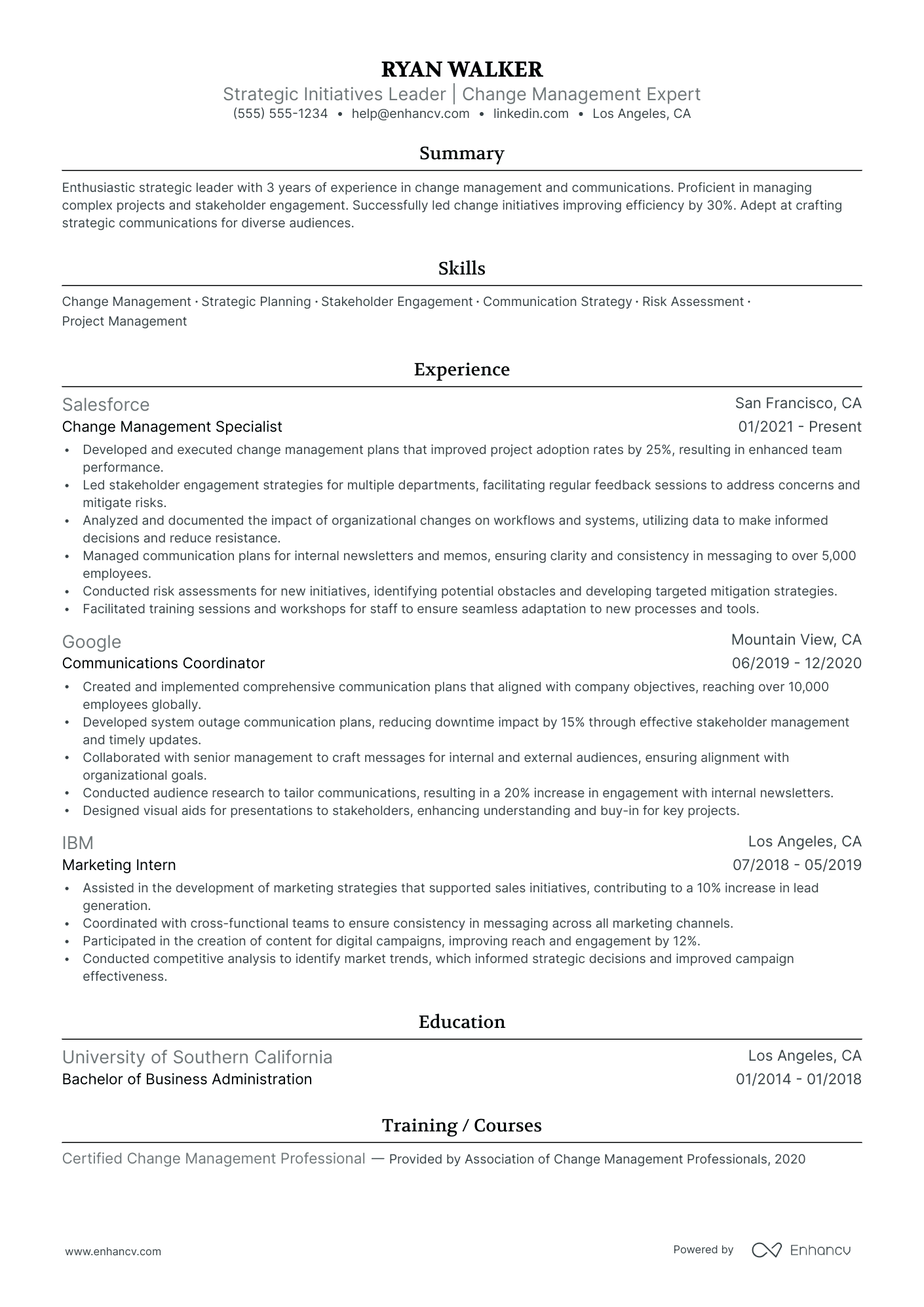 Change Management Director resume example