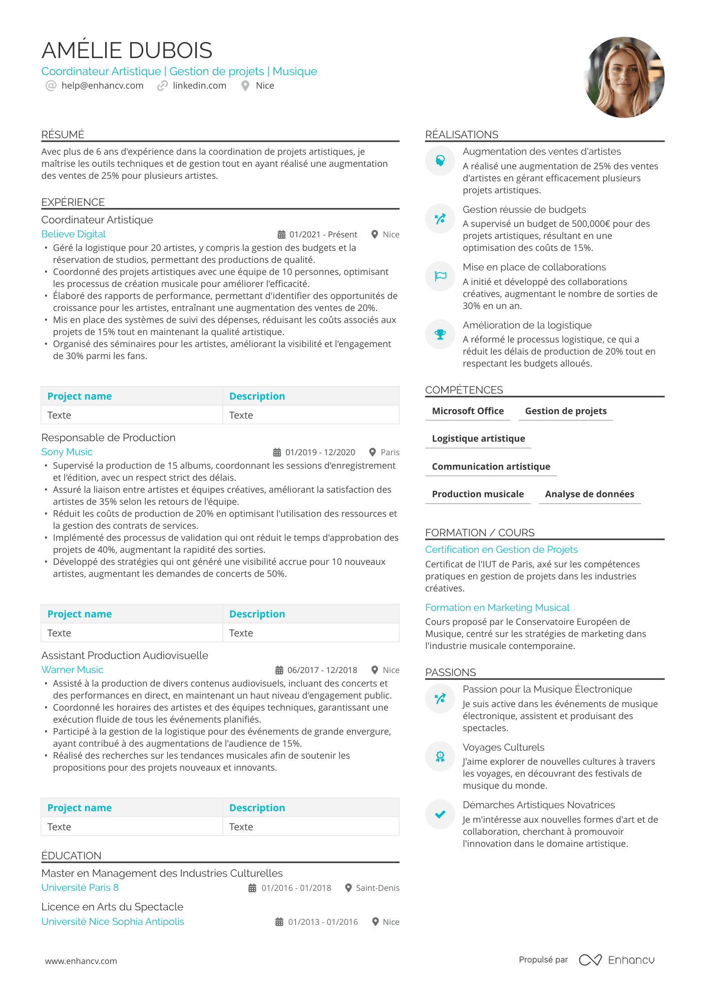 artistique CV