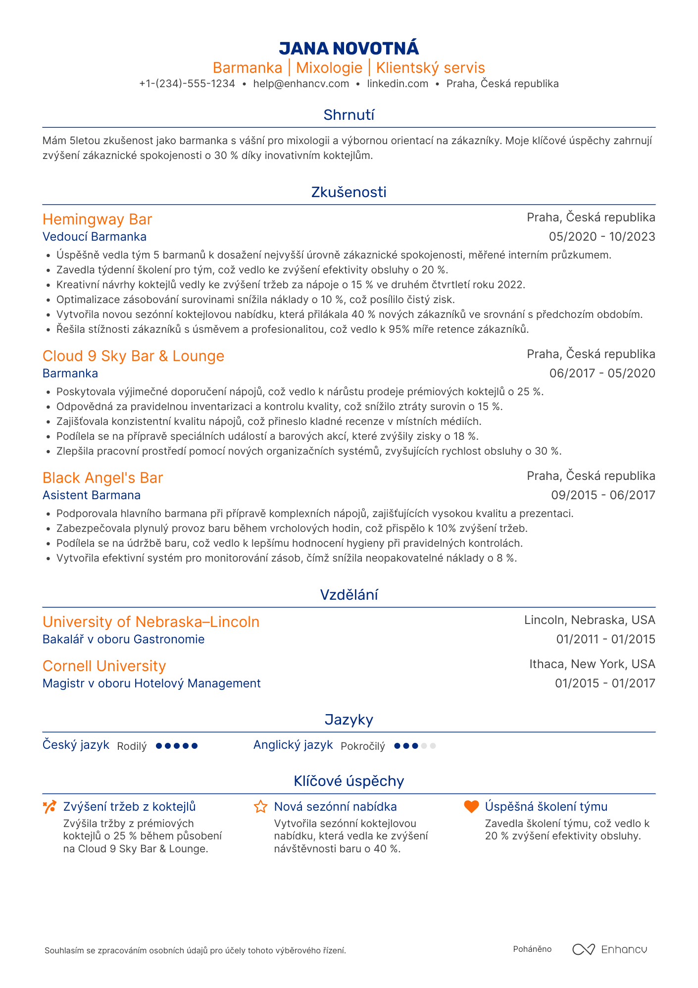 Barman CV