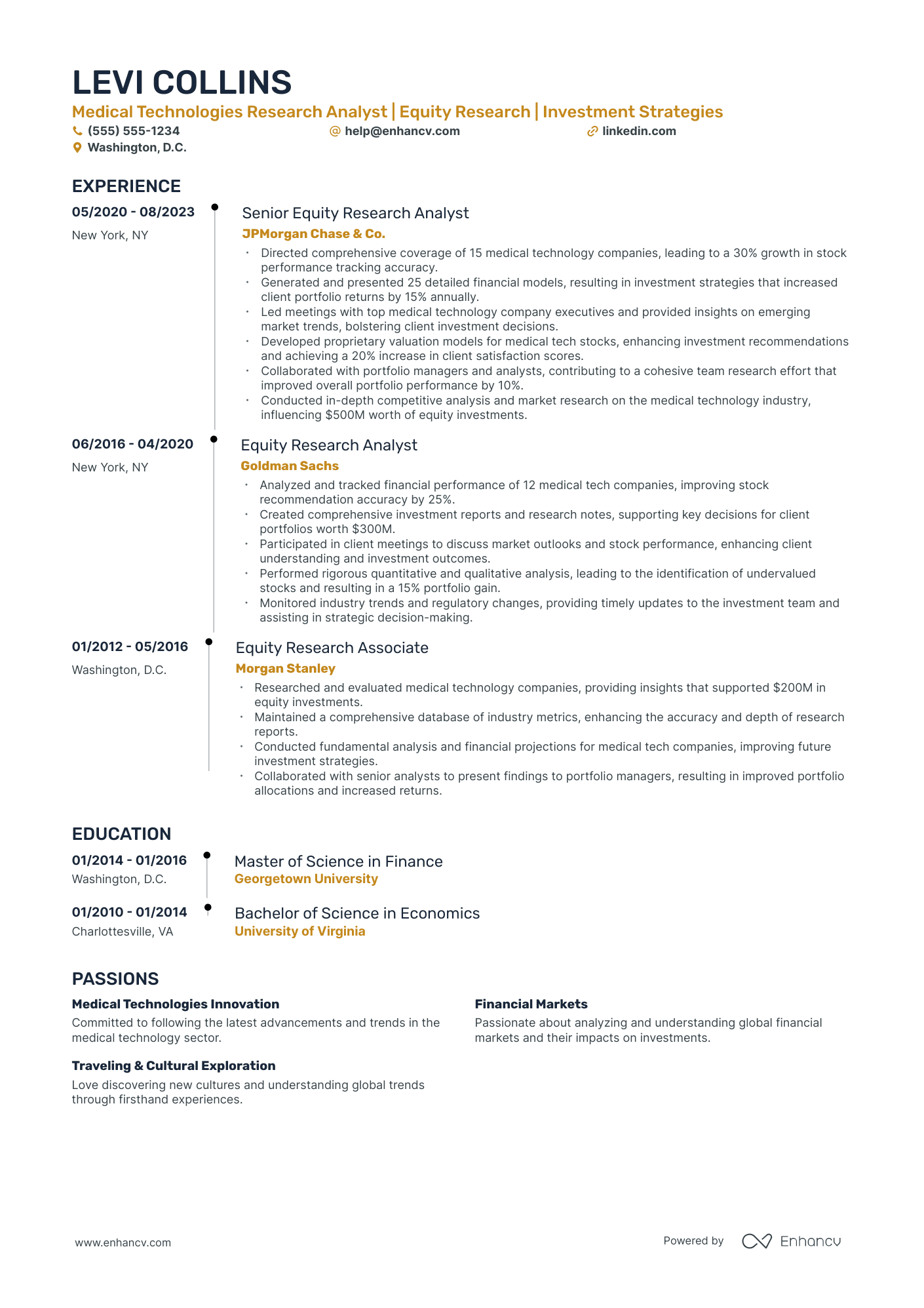 Junior Equity Research Analyst resume example