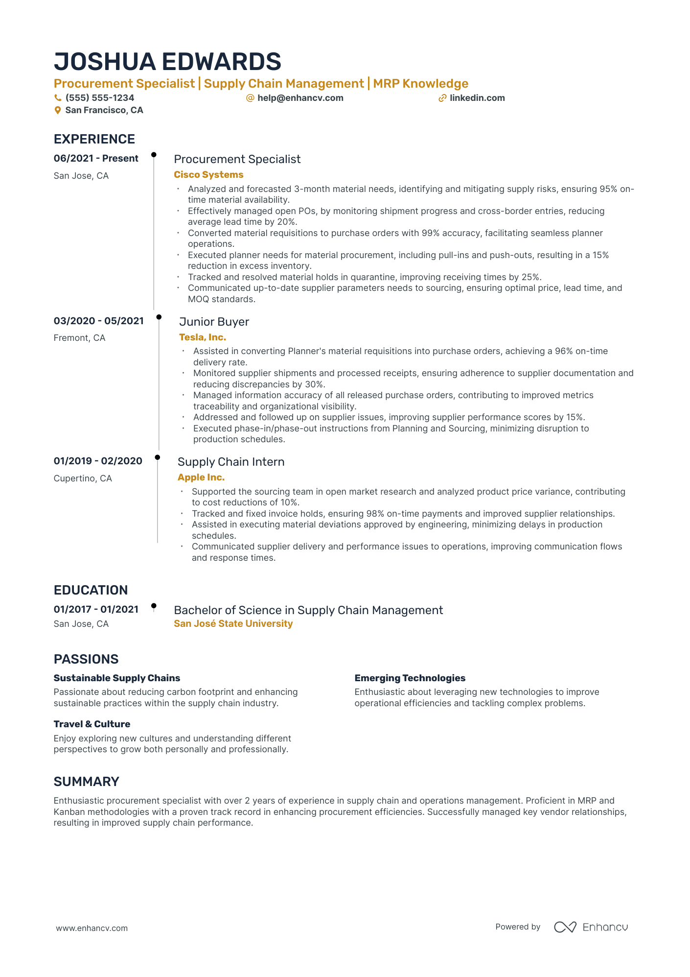 Direct Materials Buyer resume example