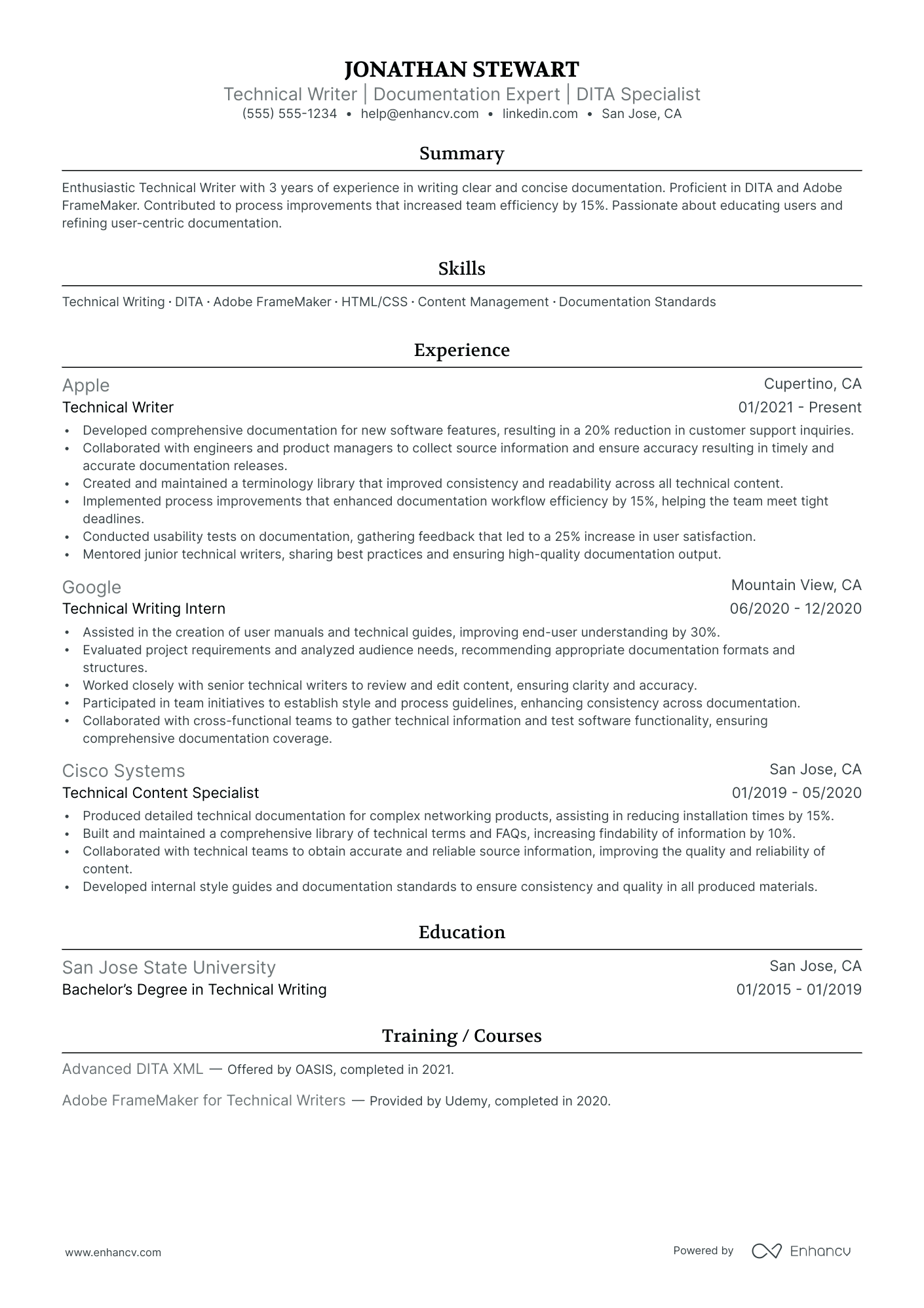 Senior Technical Writer resume example