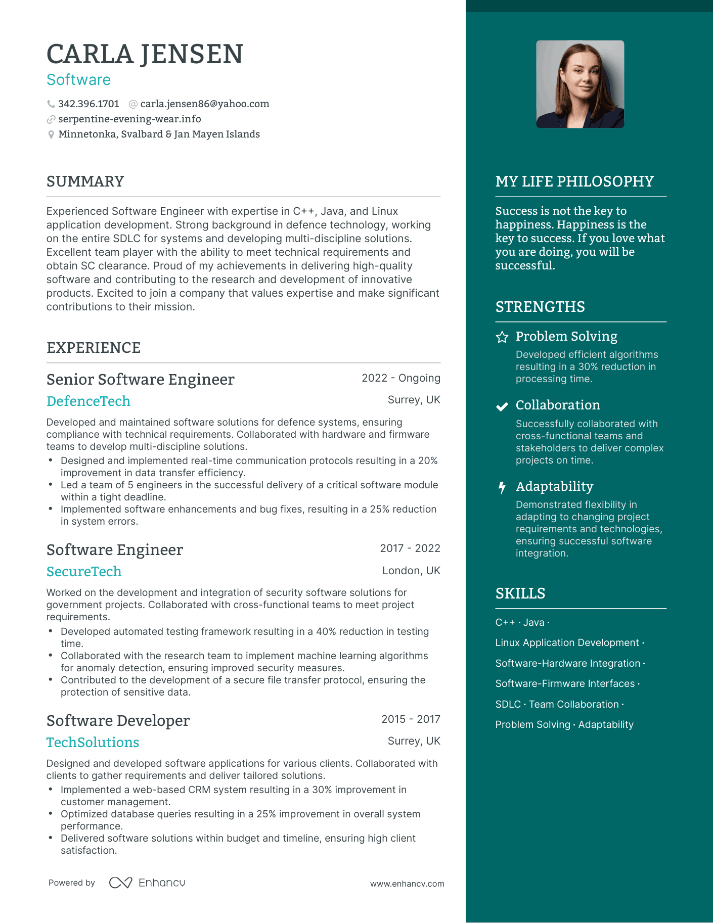 Modern Software Resume Example