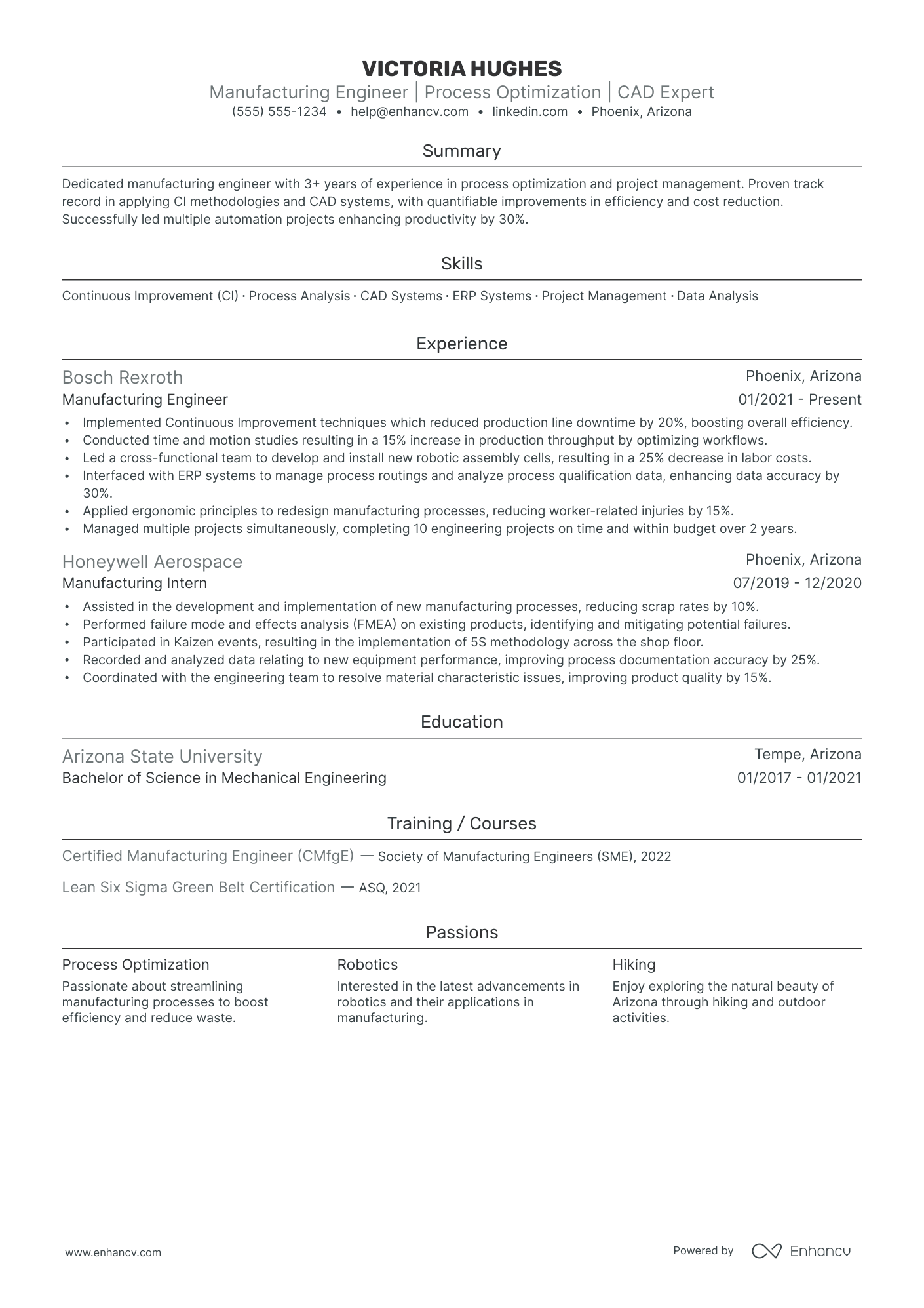 Manufacturing Automation Engineer resume example