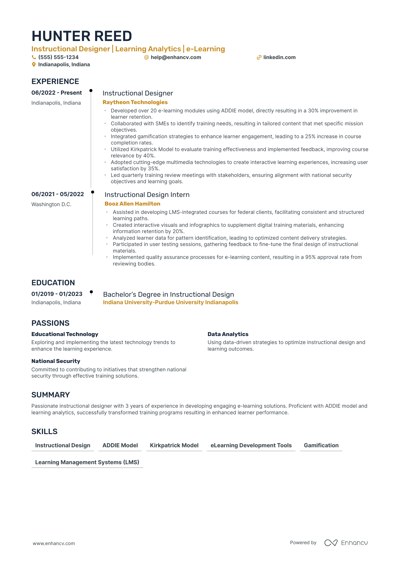 Instructional Systems Designer resume example