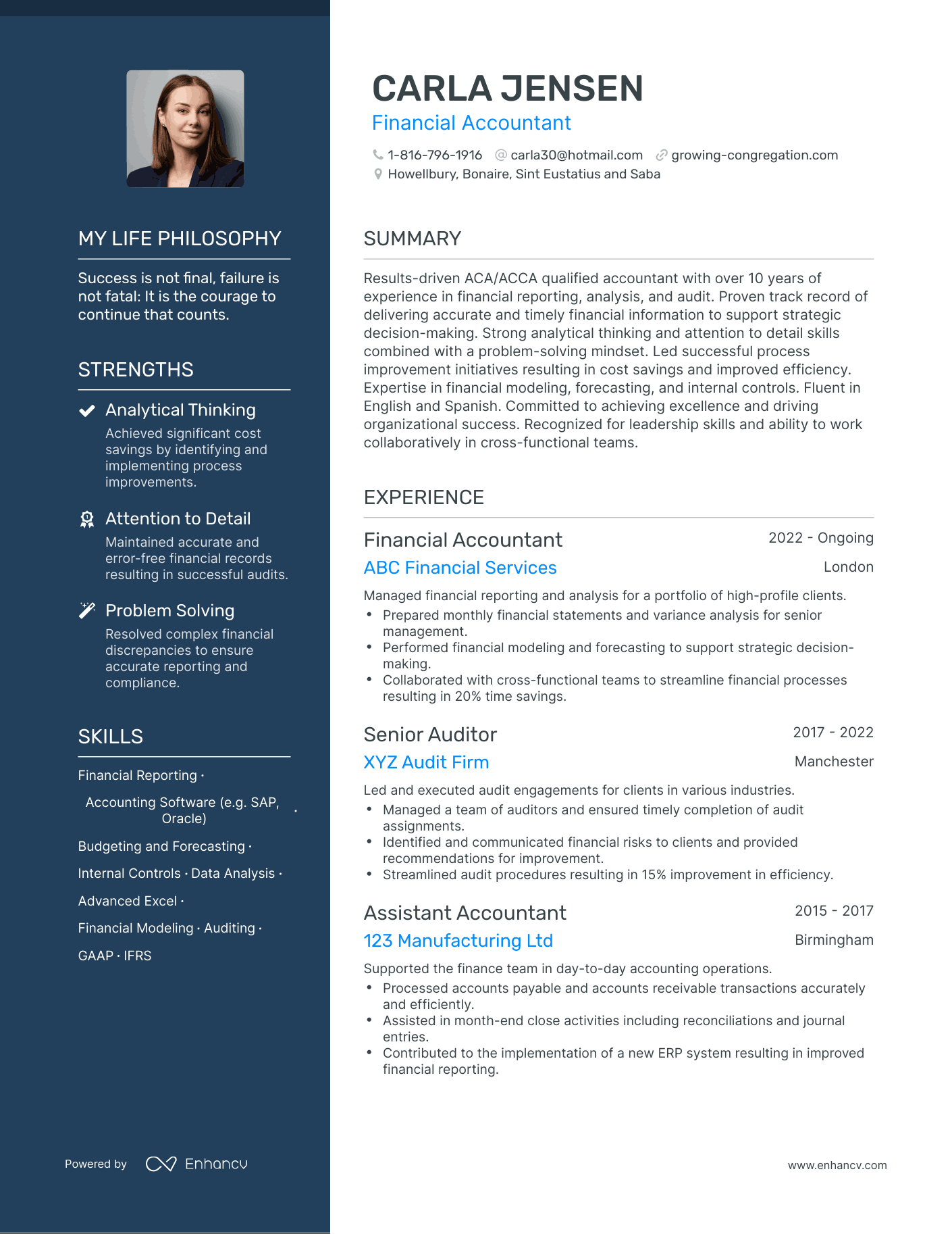 Financial Accountant resume example