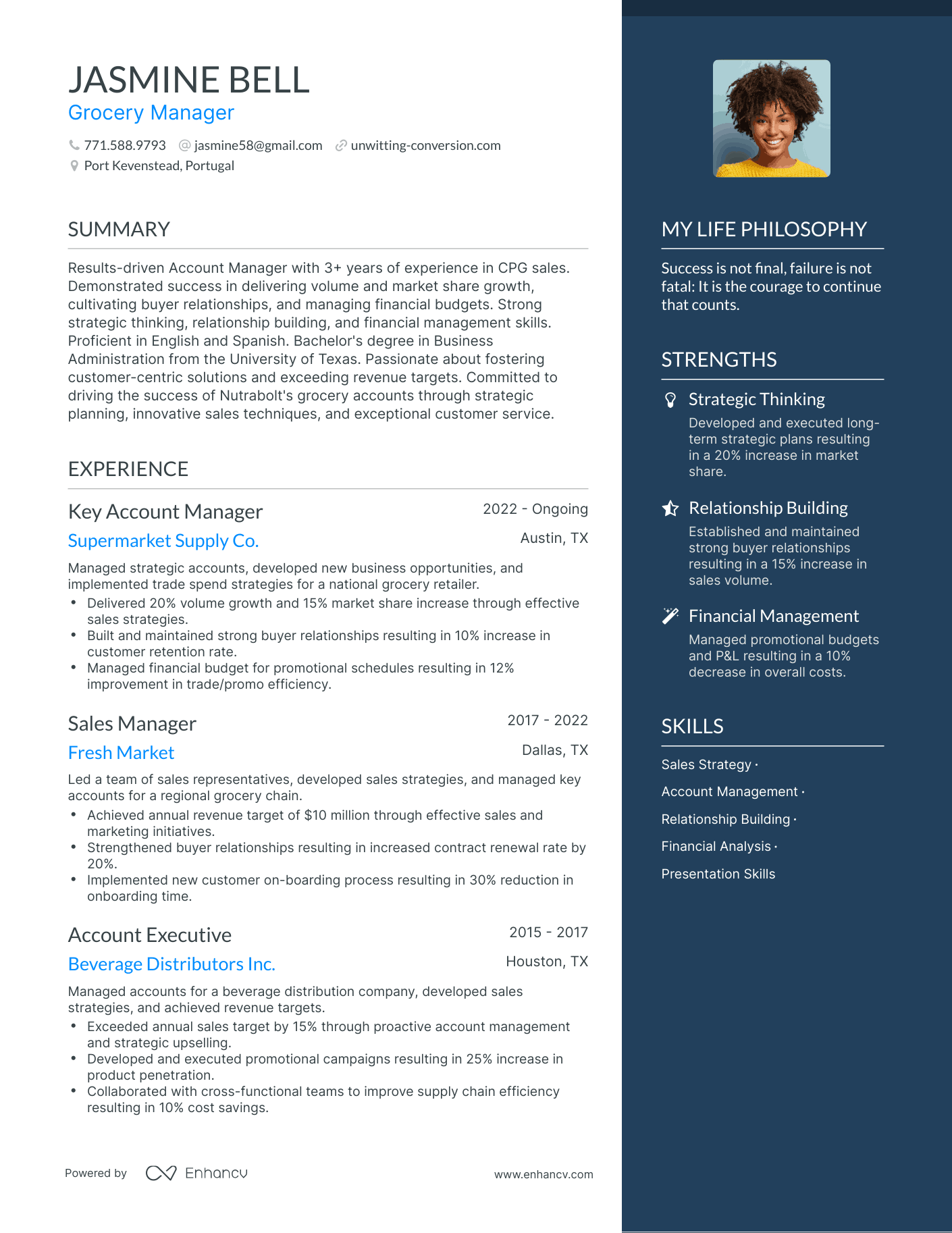 Modern Grocery Manager Resume Example