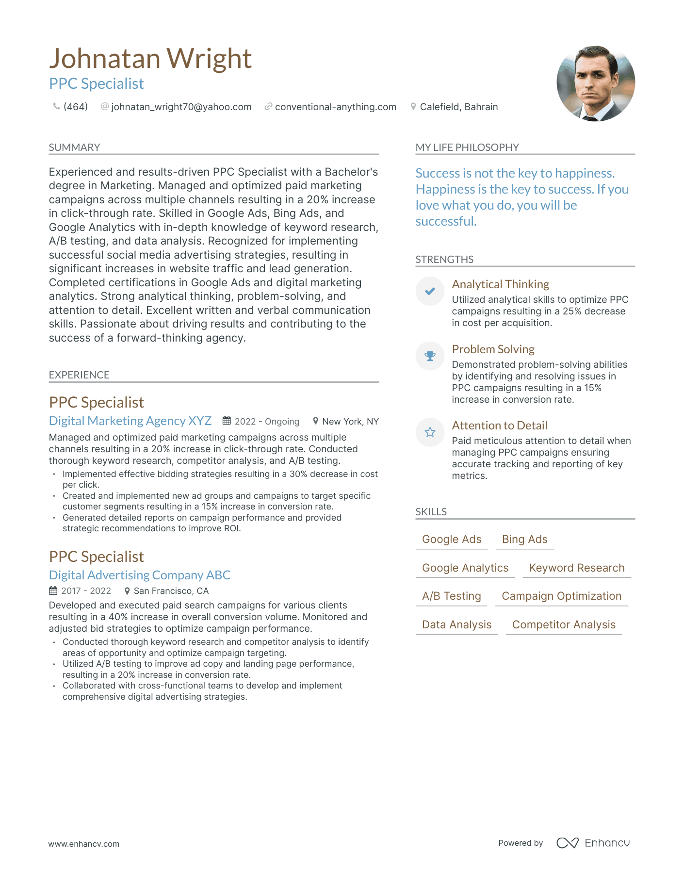 PPC Specialist resume example