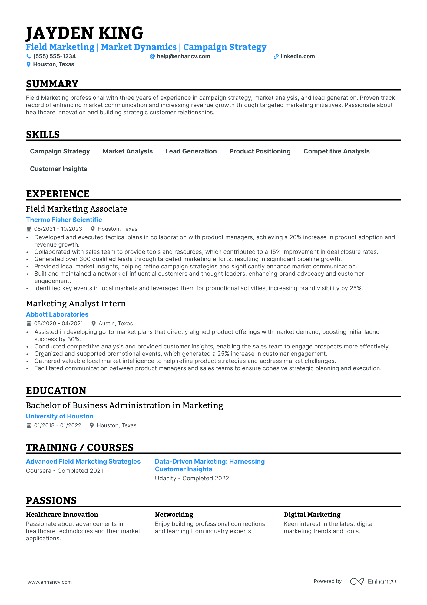 Field Marketing Manager resume example