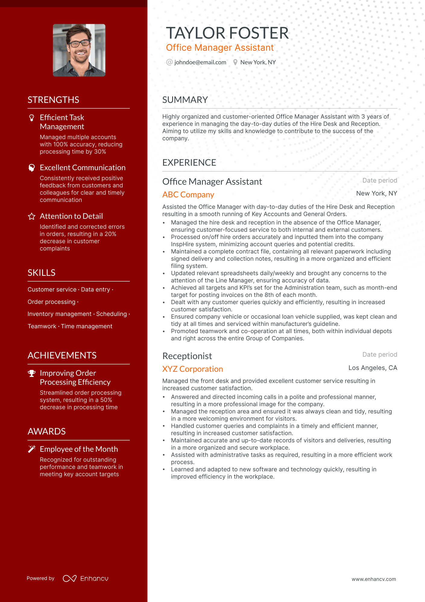 Office Manager Assistant resume example