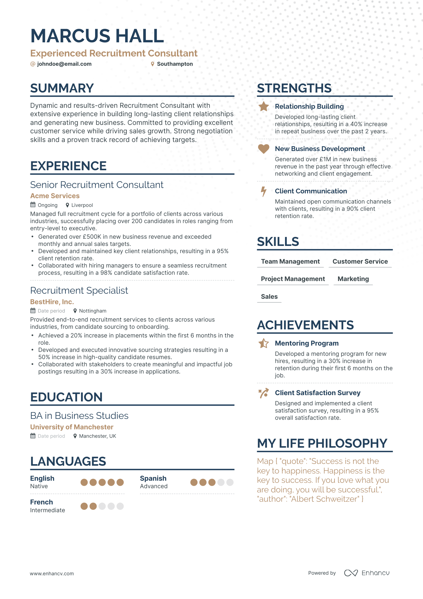 3 Recruitment Consultant CV Examples For 2023   Image 