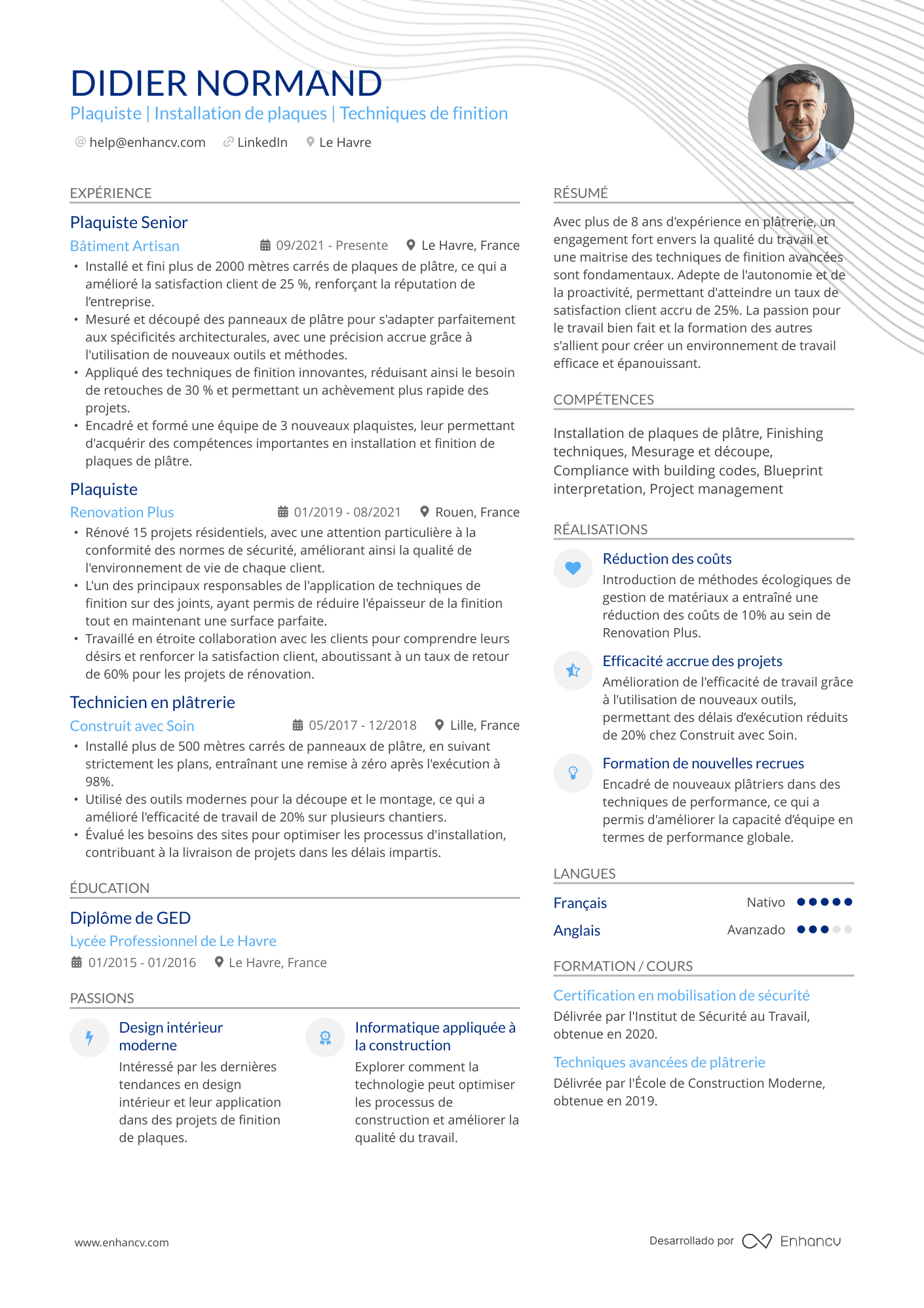plaquiste CV