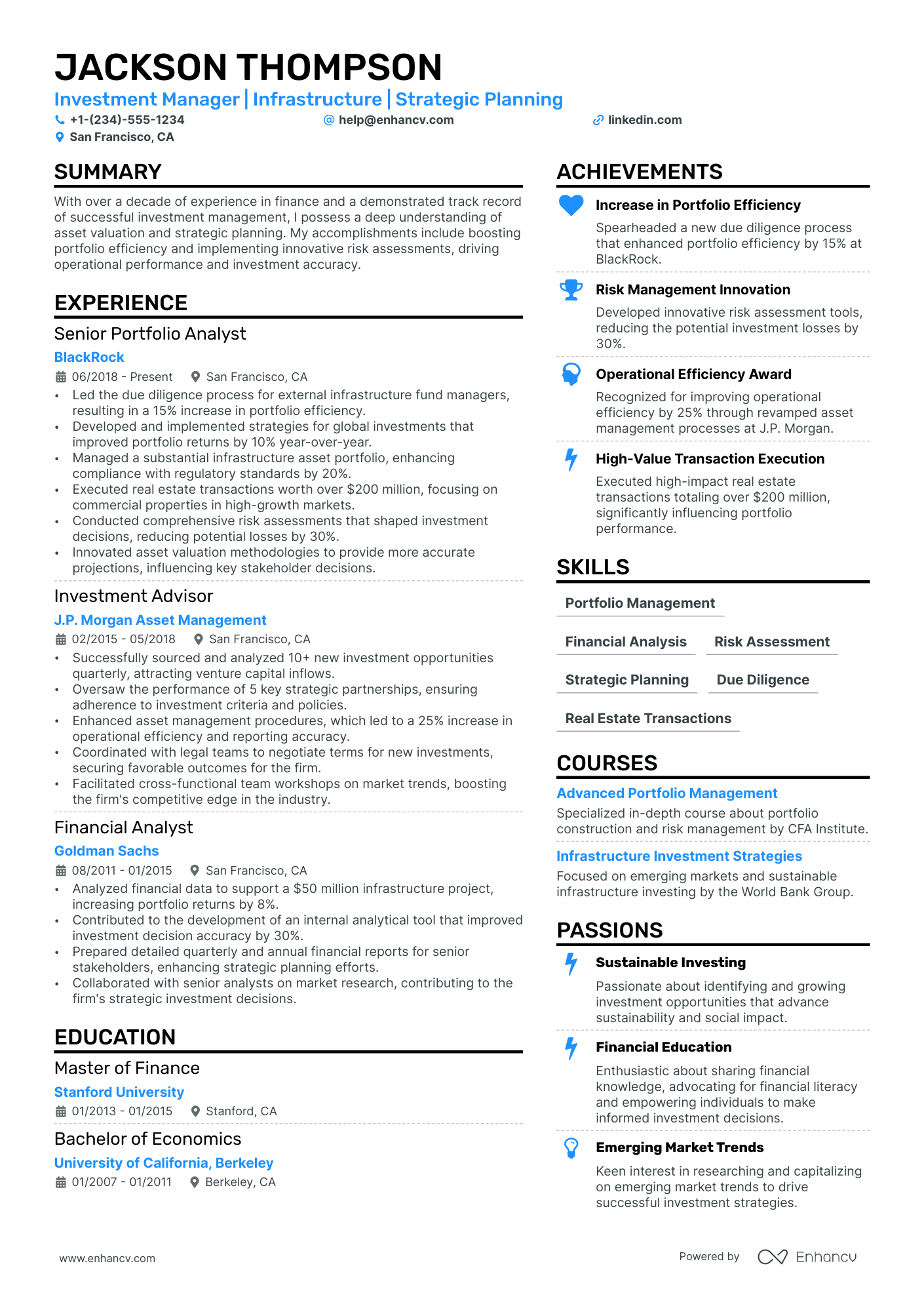 Investment Manager resume example