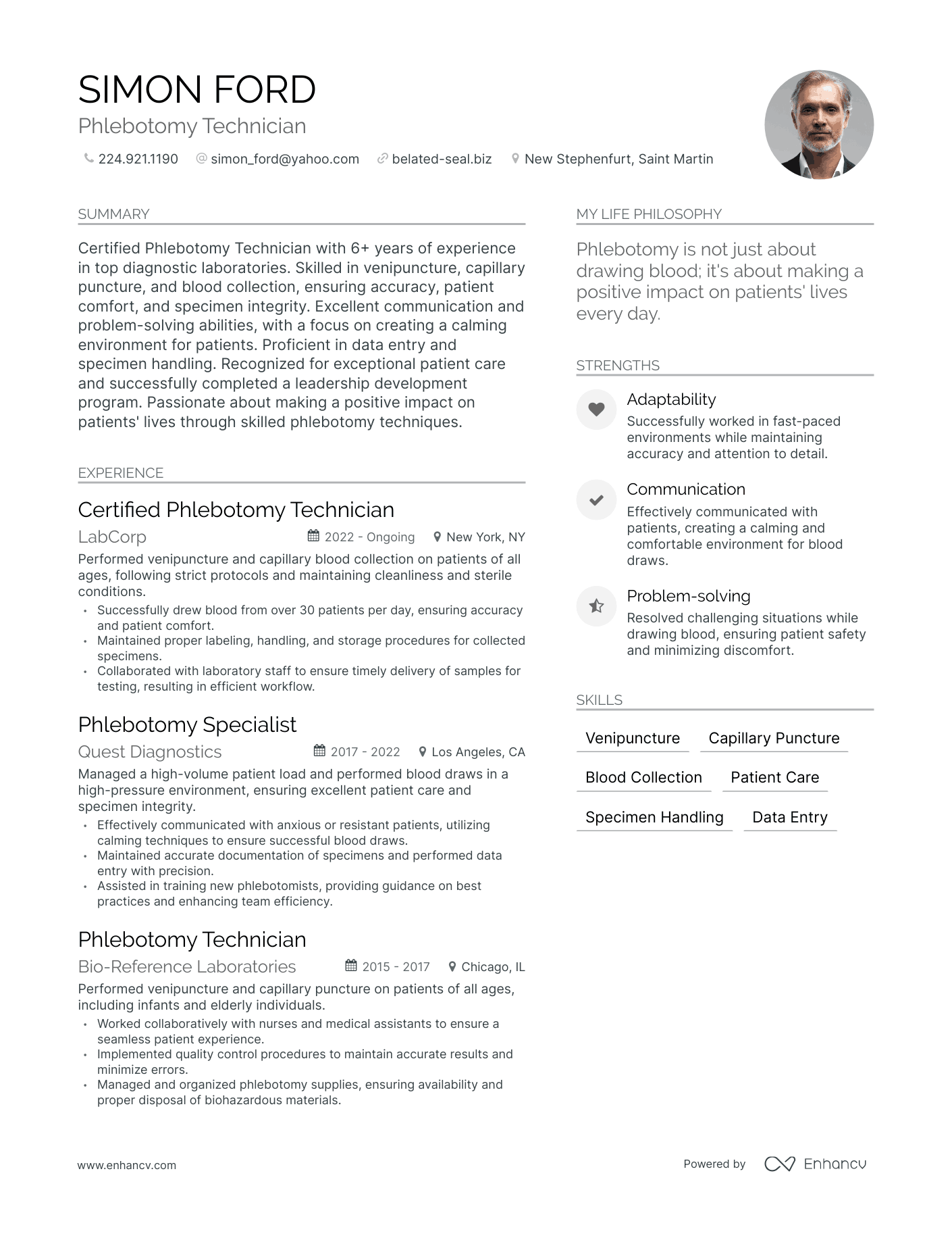 Phlebotomy Technician resume example