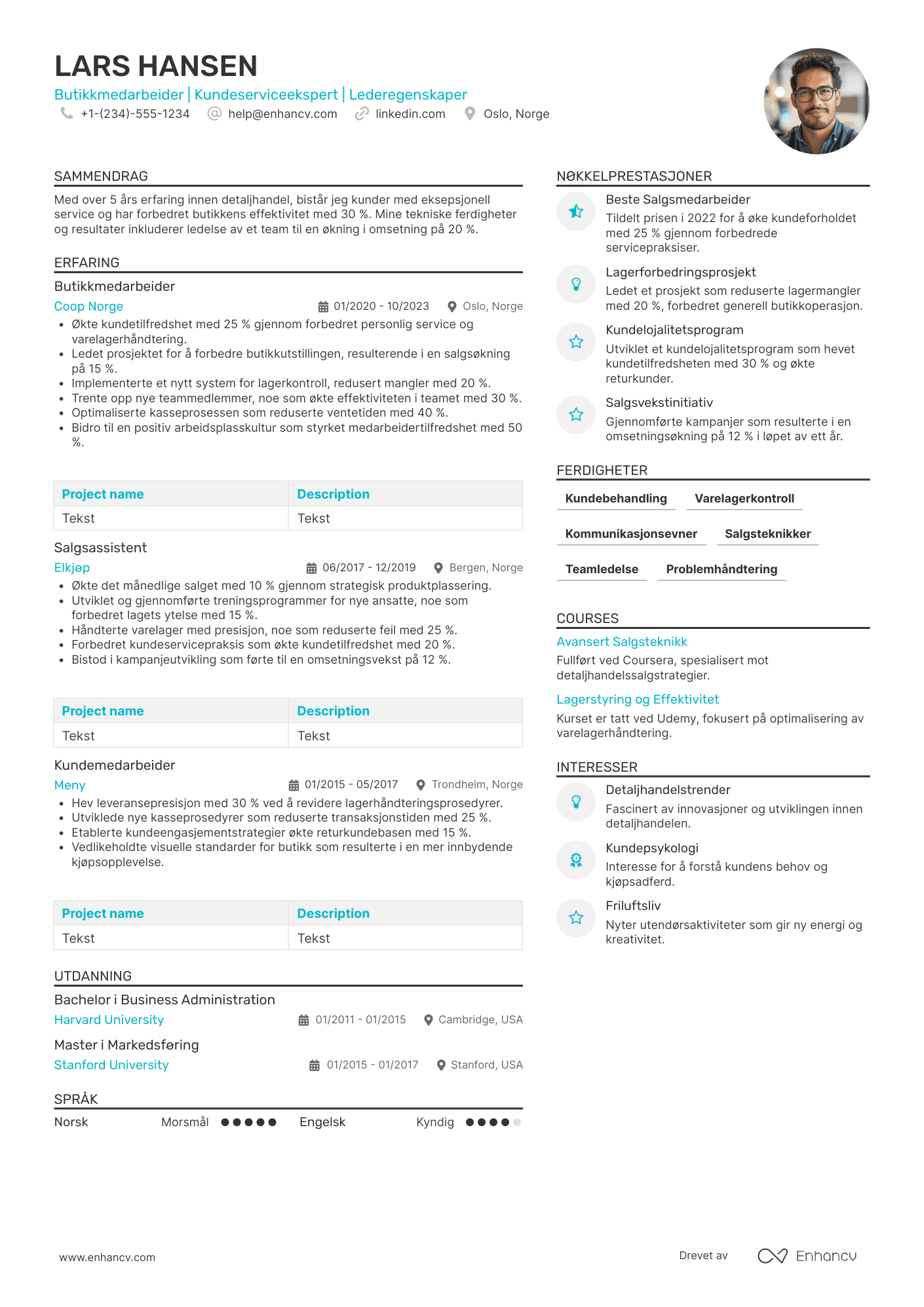 Butikkmedarbeider CV