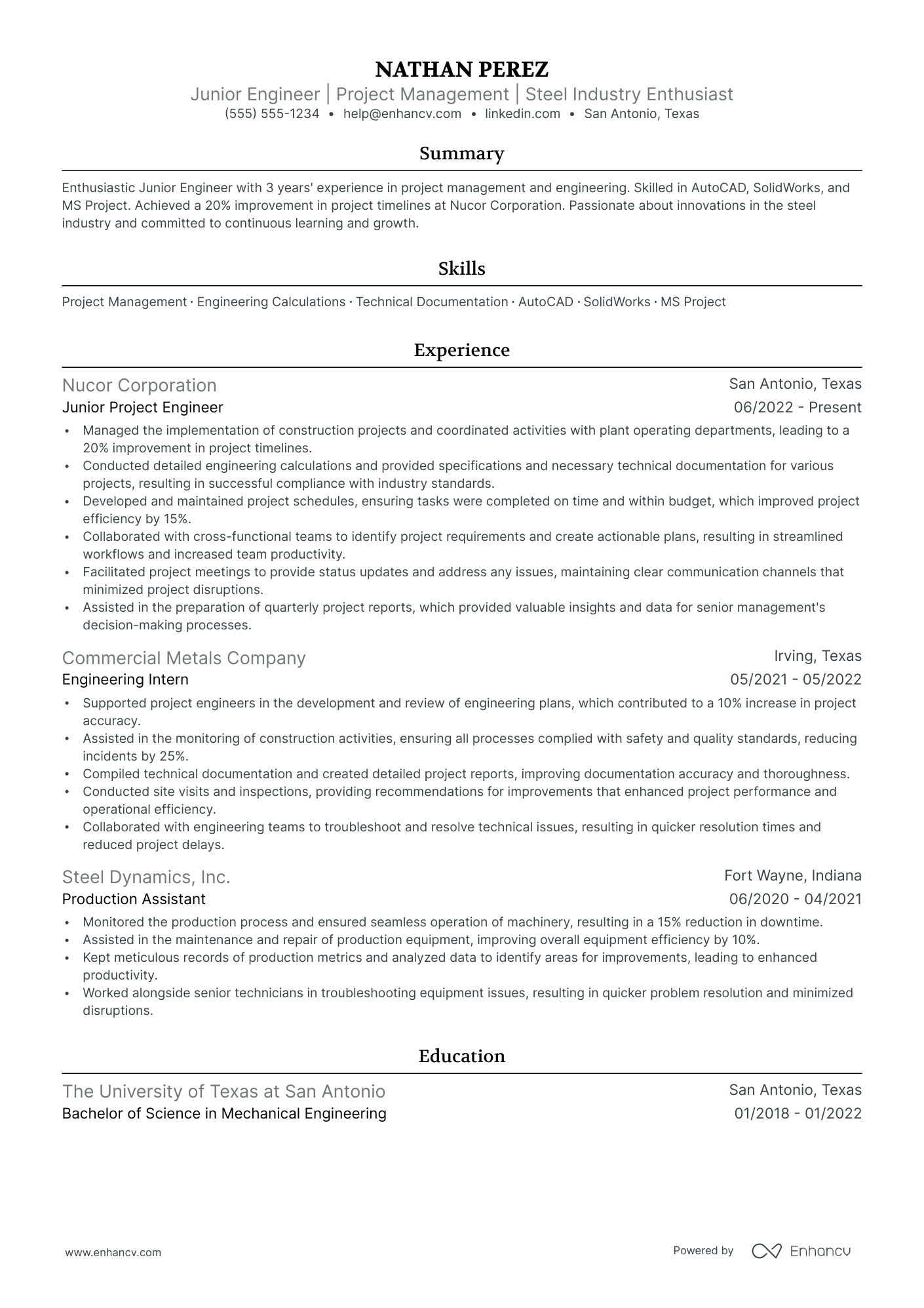 Electrical Maintenance Engineer resume example