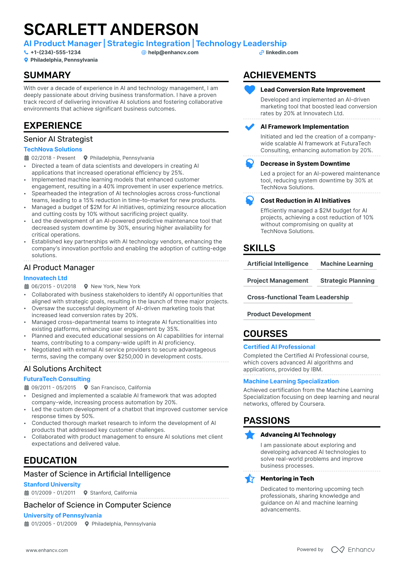 AI Product Manager resume example